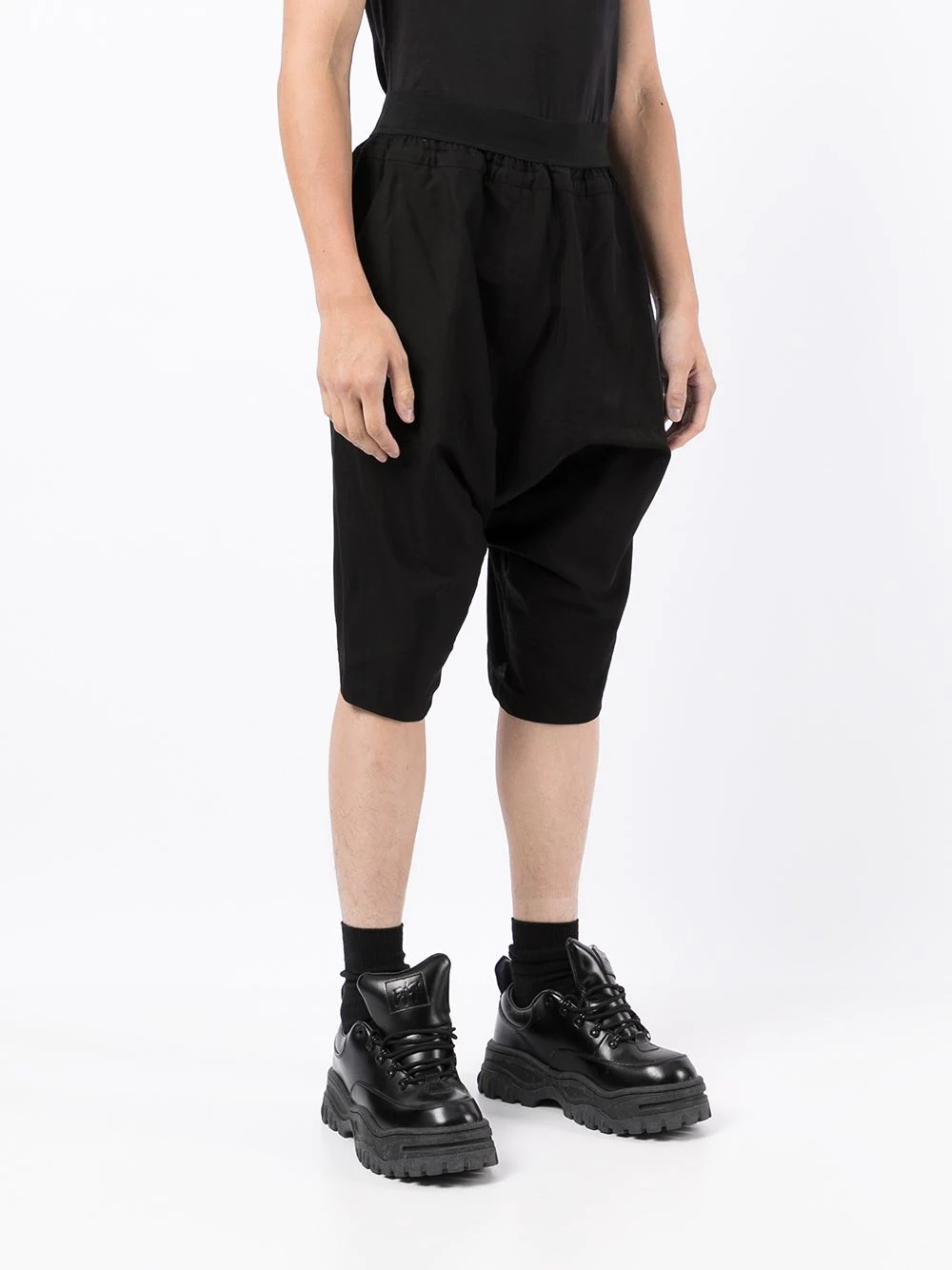 flap-pocket drop-crotch shorts - 3