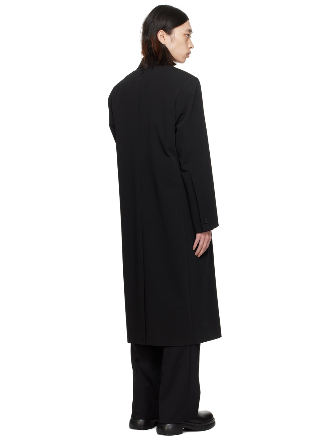 Black Single Long Coat - 3