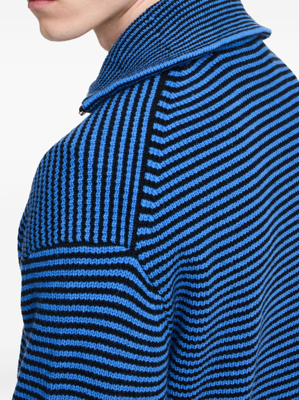 striped zip-up sweater - 4