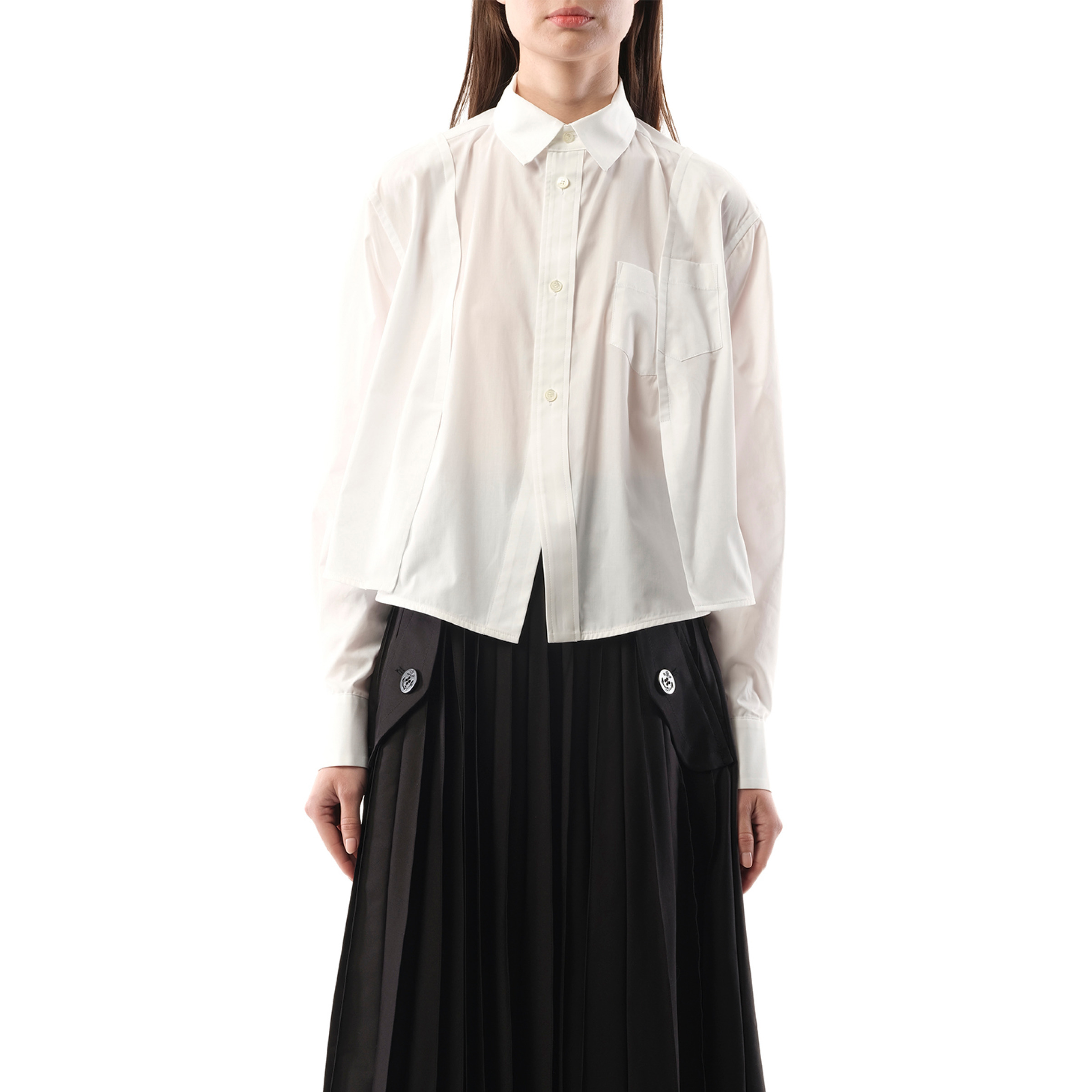 Reconstructed Cotton Poplin Shirt in Off White - 1