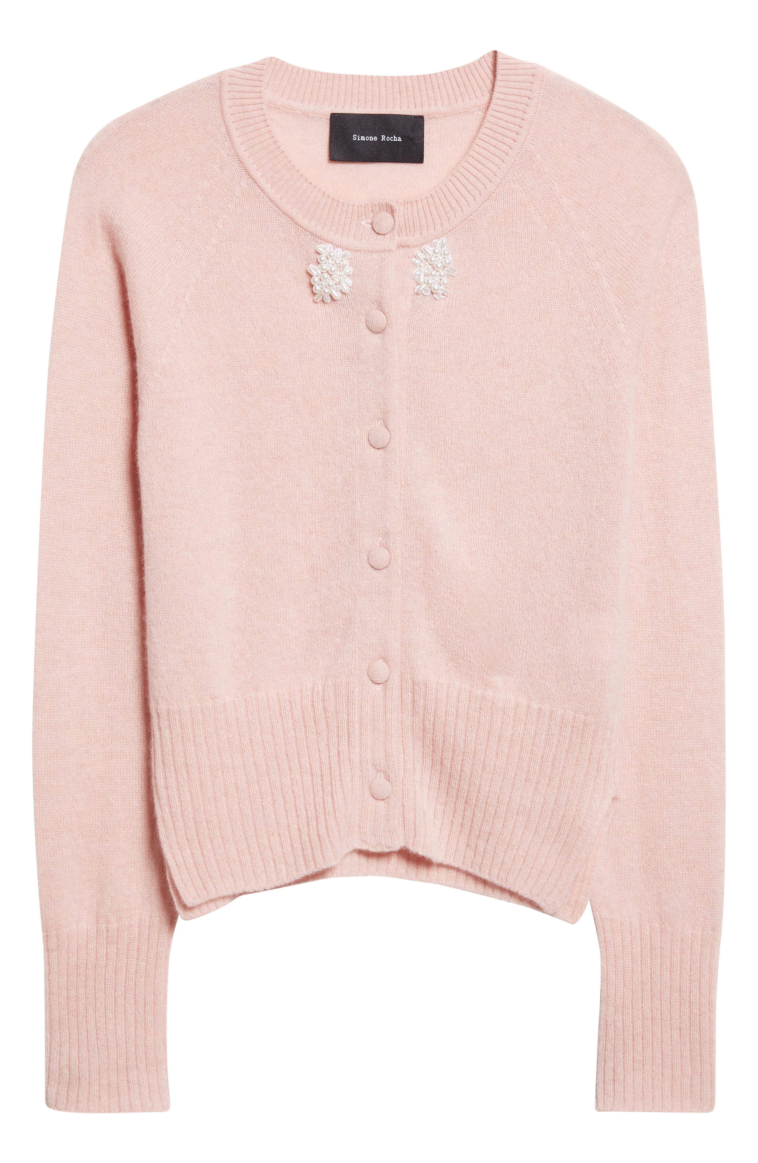 Simone Rocha Embellished Cashmere Cardigan in Rose/Pearl at Nordstrom - 1