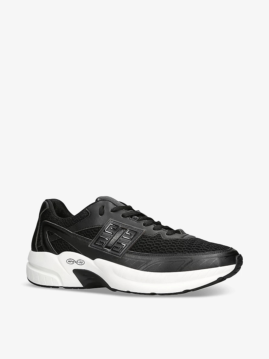 Nfnty-52 faux-leather and mesh low-top trainers - 3