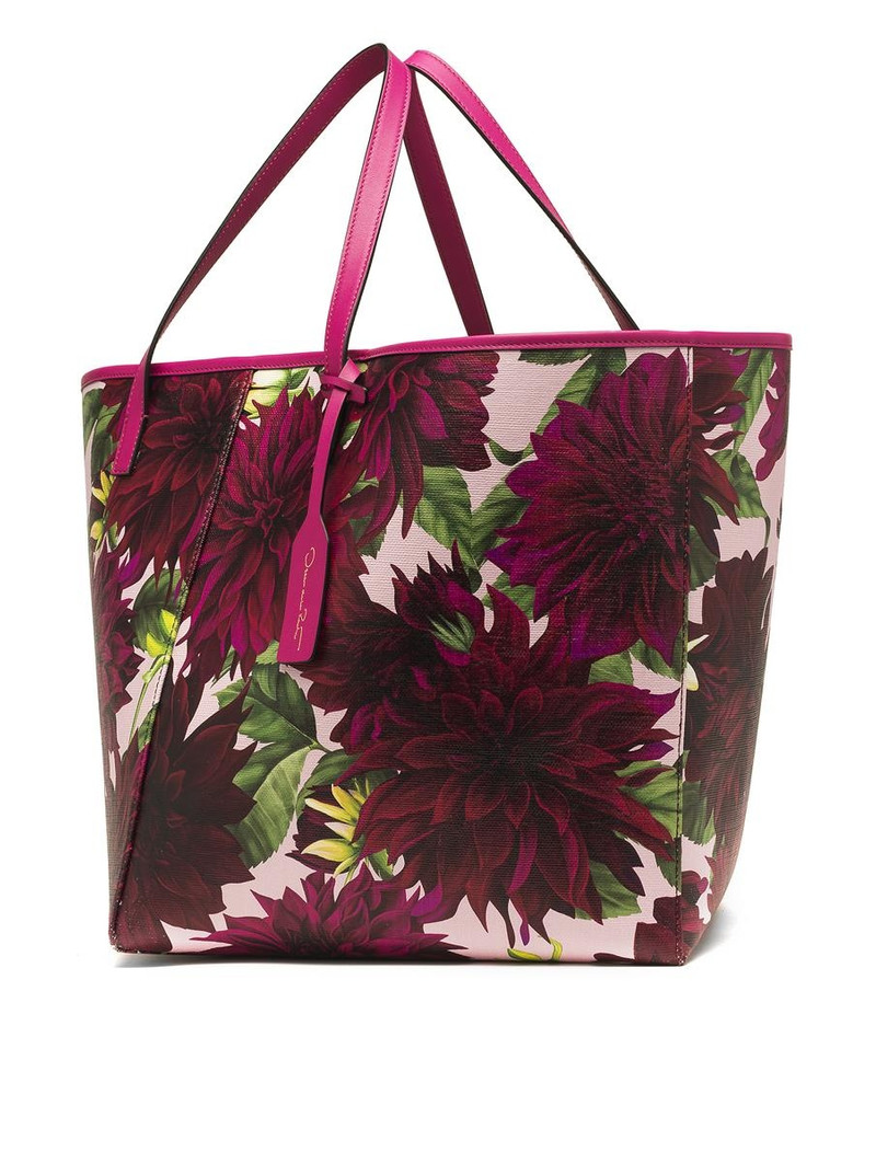 Oscar de la Renta MEDIUM DAHLIA PRINTED SQUARE TOTE outlook