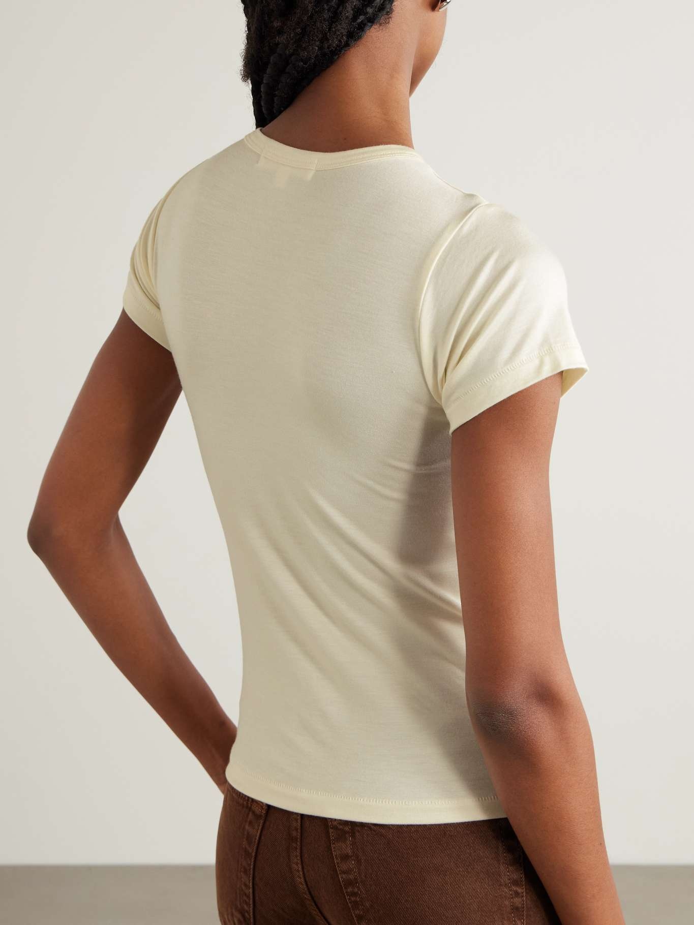 Stretch-modal jersey T-shirt Cream - 4