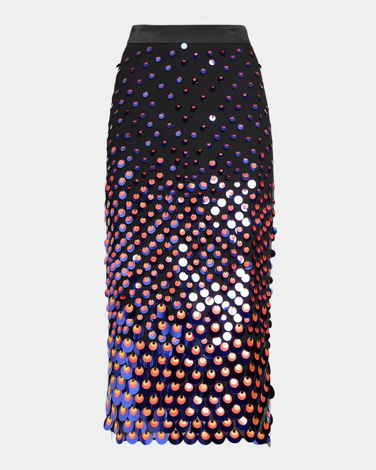 Sequined Silk Chiffon Midi Pencil Skirt - 1