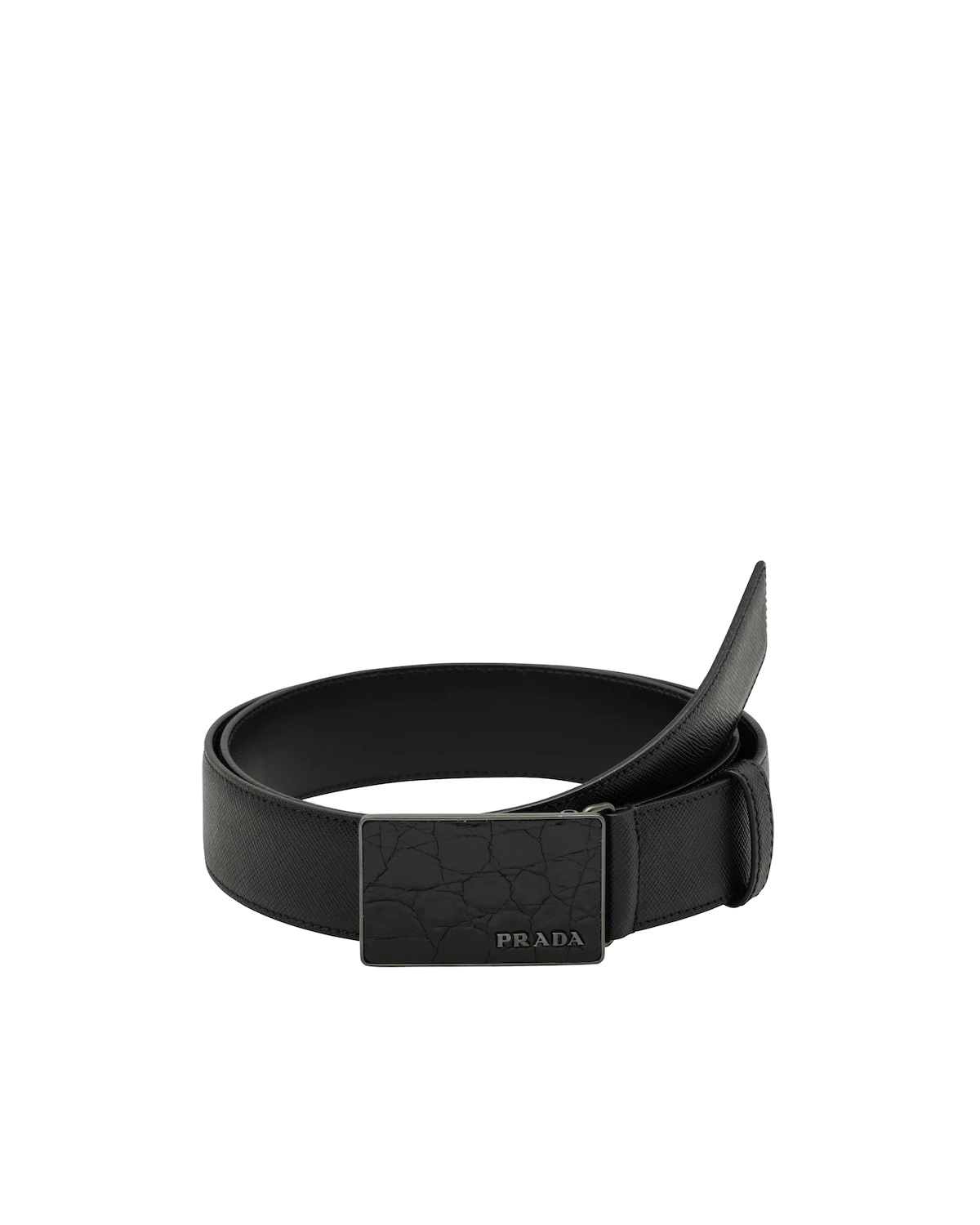 Crocodile and calf leather belt - 1