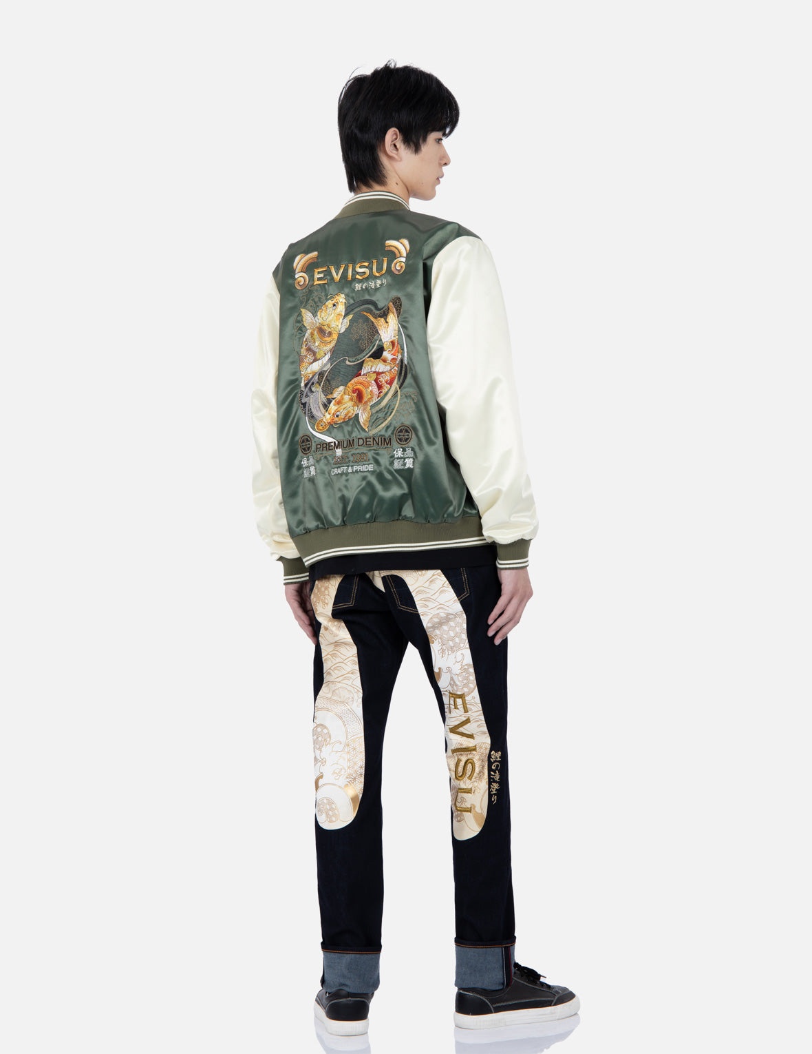 Tattoo Koi Embroidery Padded Bomber Jacket - 3