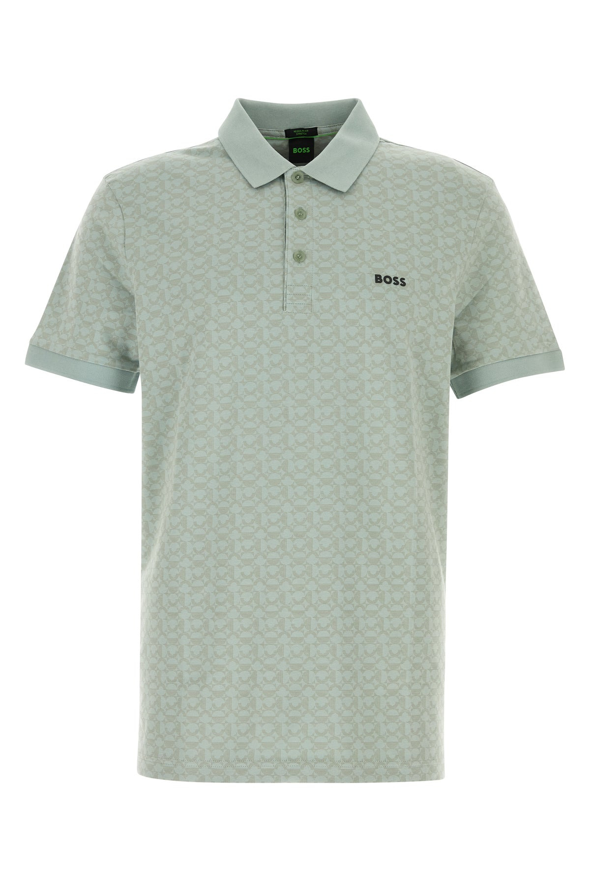 Mint green stretch cotton polo shirt - 1