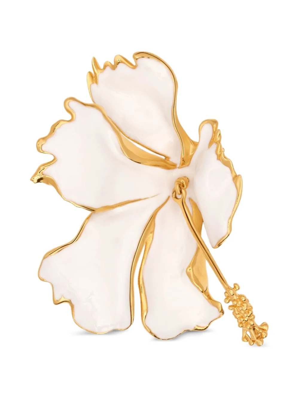 enamel folded hibiscus brooch - 1