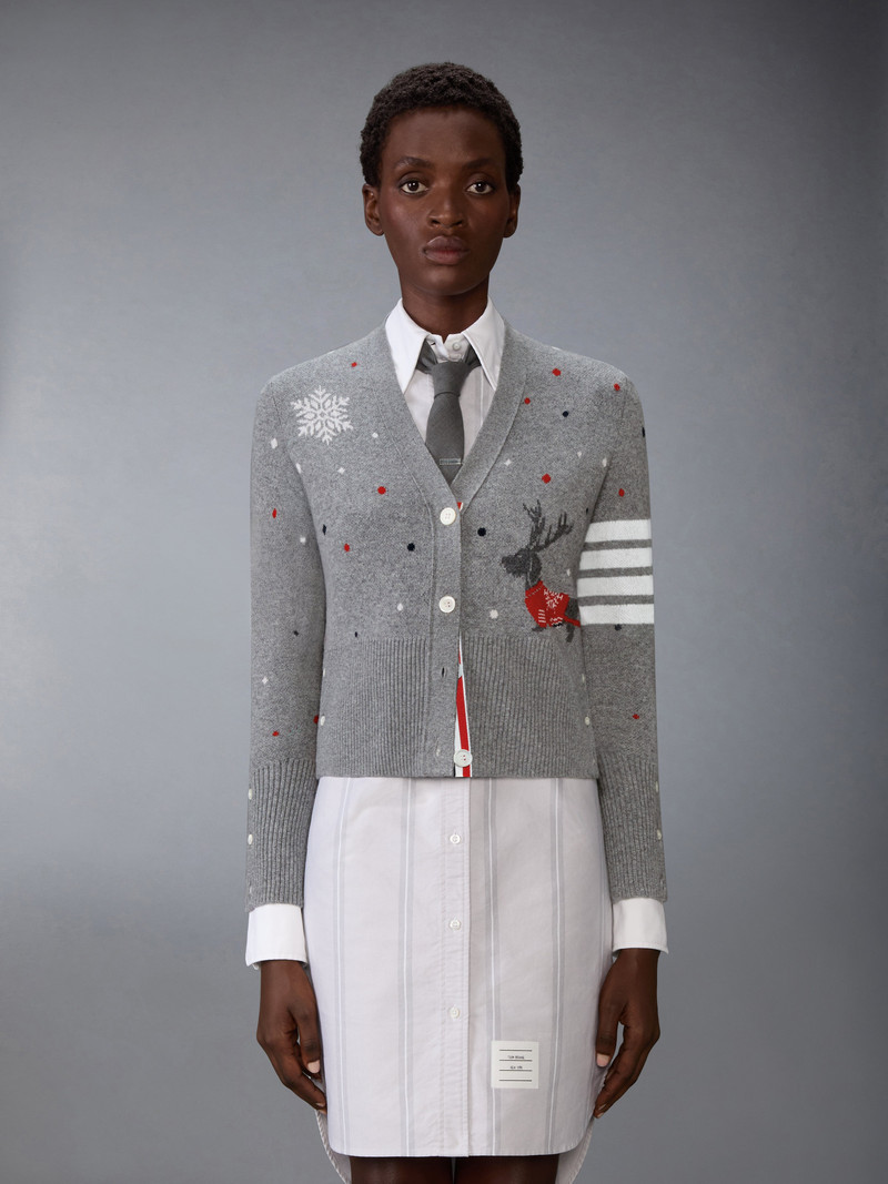 Thom Browne CASHMERE REINDEER HECTOR INTARSIA JACQUARD CARDIGAN outlook