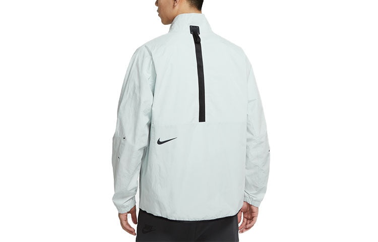 Men's Nike Sportswear Tech Pack logo Casual Splicing Woven Breathable Jacket Tops Light Silver DC698 - 2