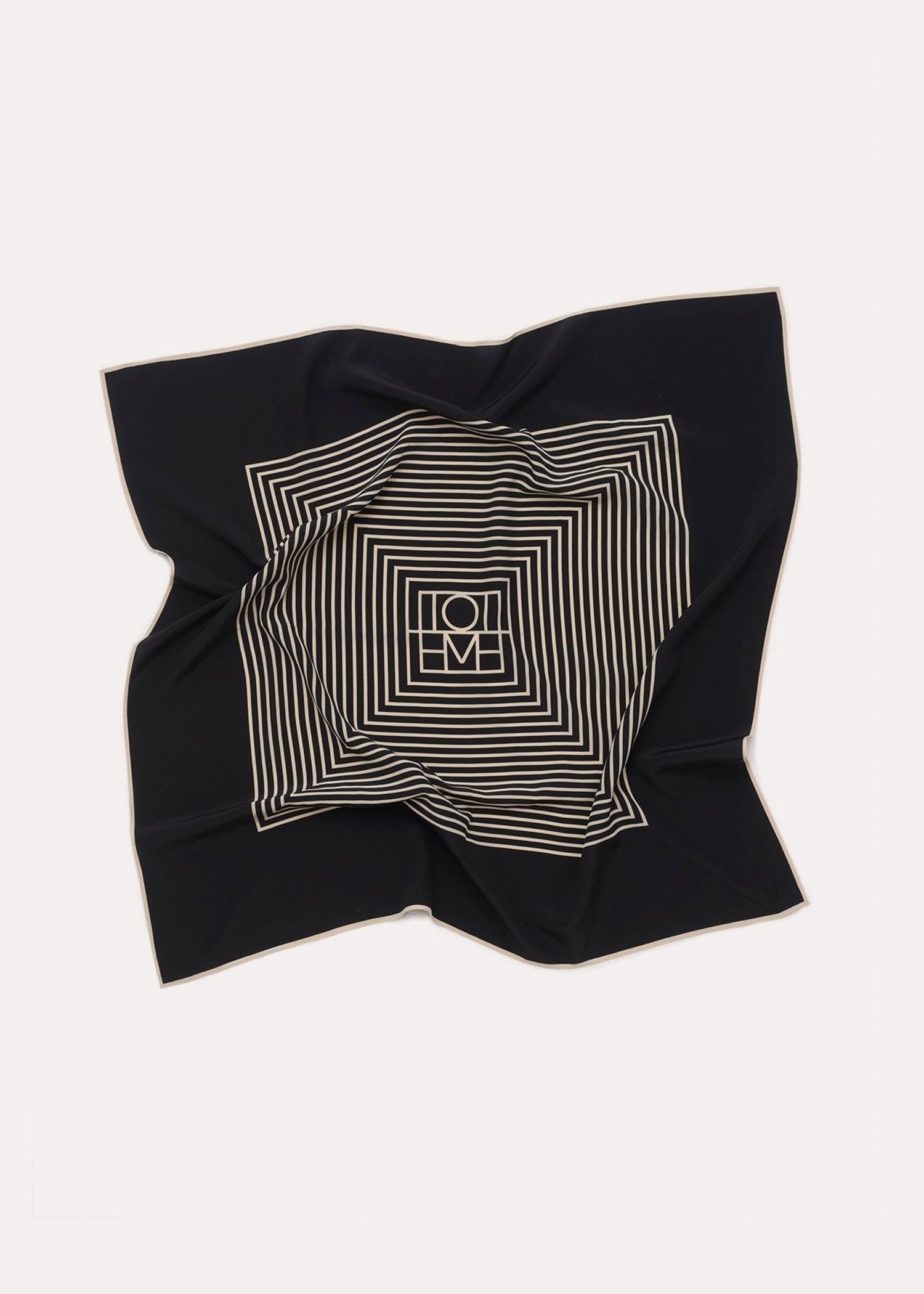 Centered monogram silk scarf black - 3