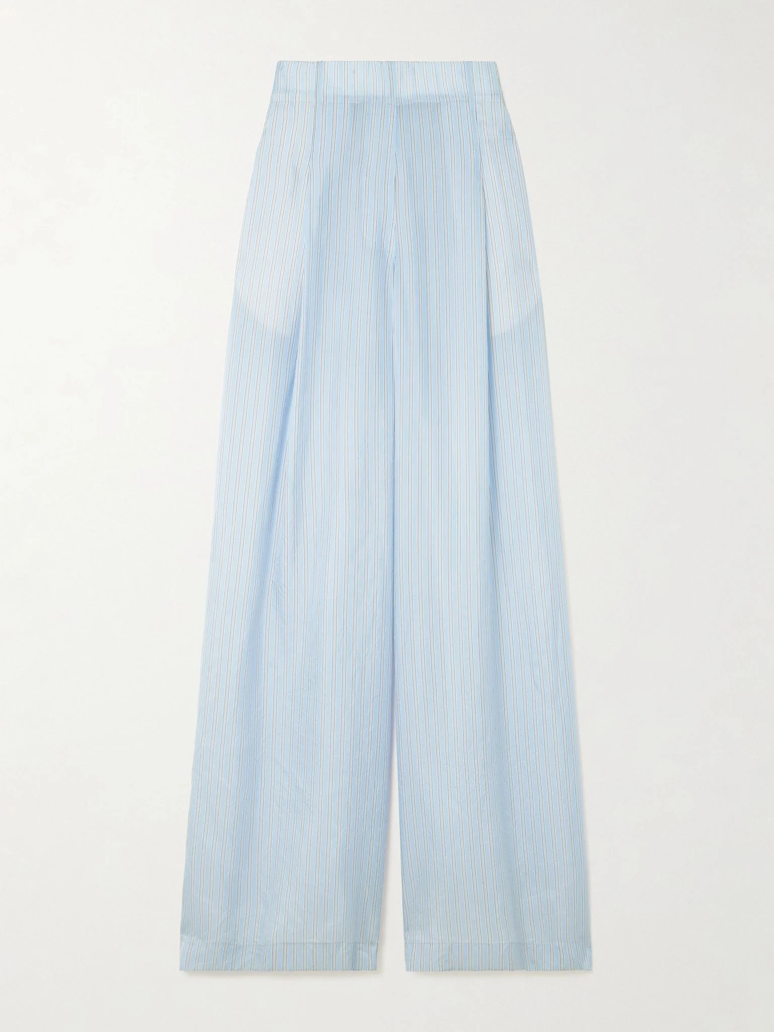 Striped satin-crepe wide-leg pants Light blue - 1