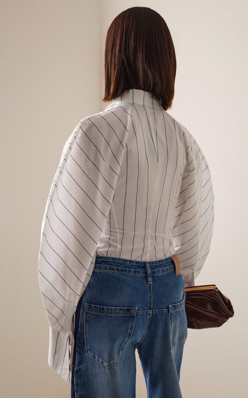 Tie-Detailed Cotton Poplin Shirt stripe 4