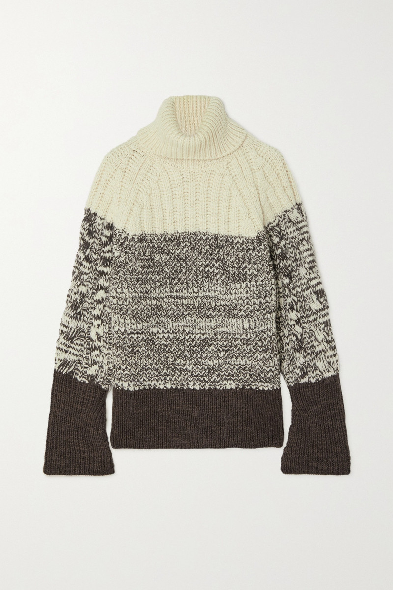 3.1 Phillip Lim Striped cable-knit wool turtleneck sweater outlook