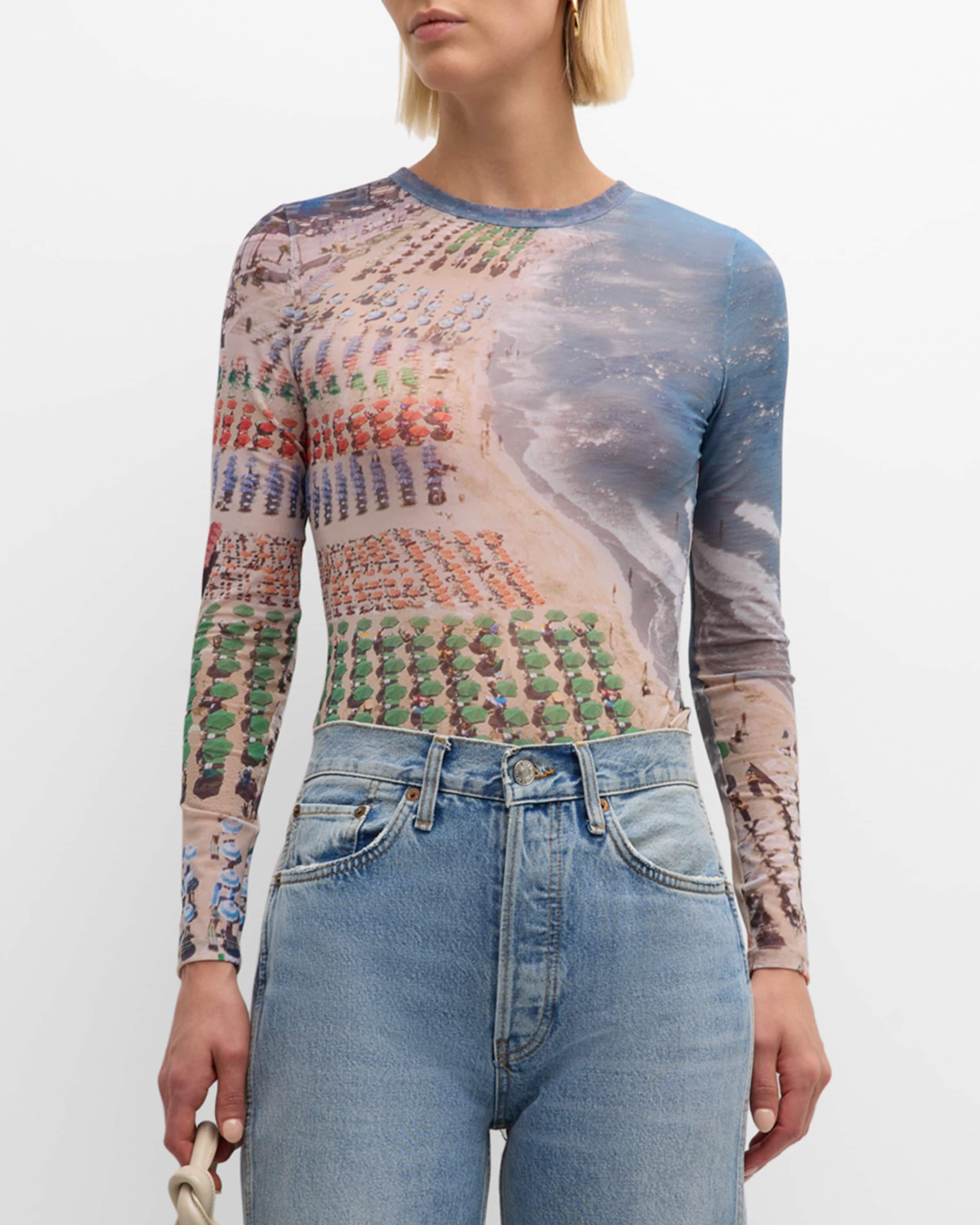 Whispering Waves Delaina Printed Mesh Crop Top - 2