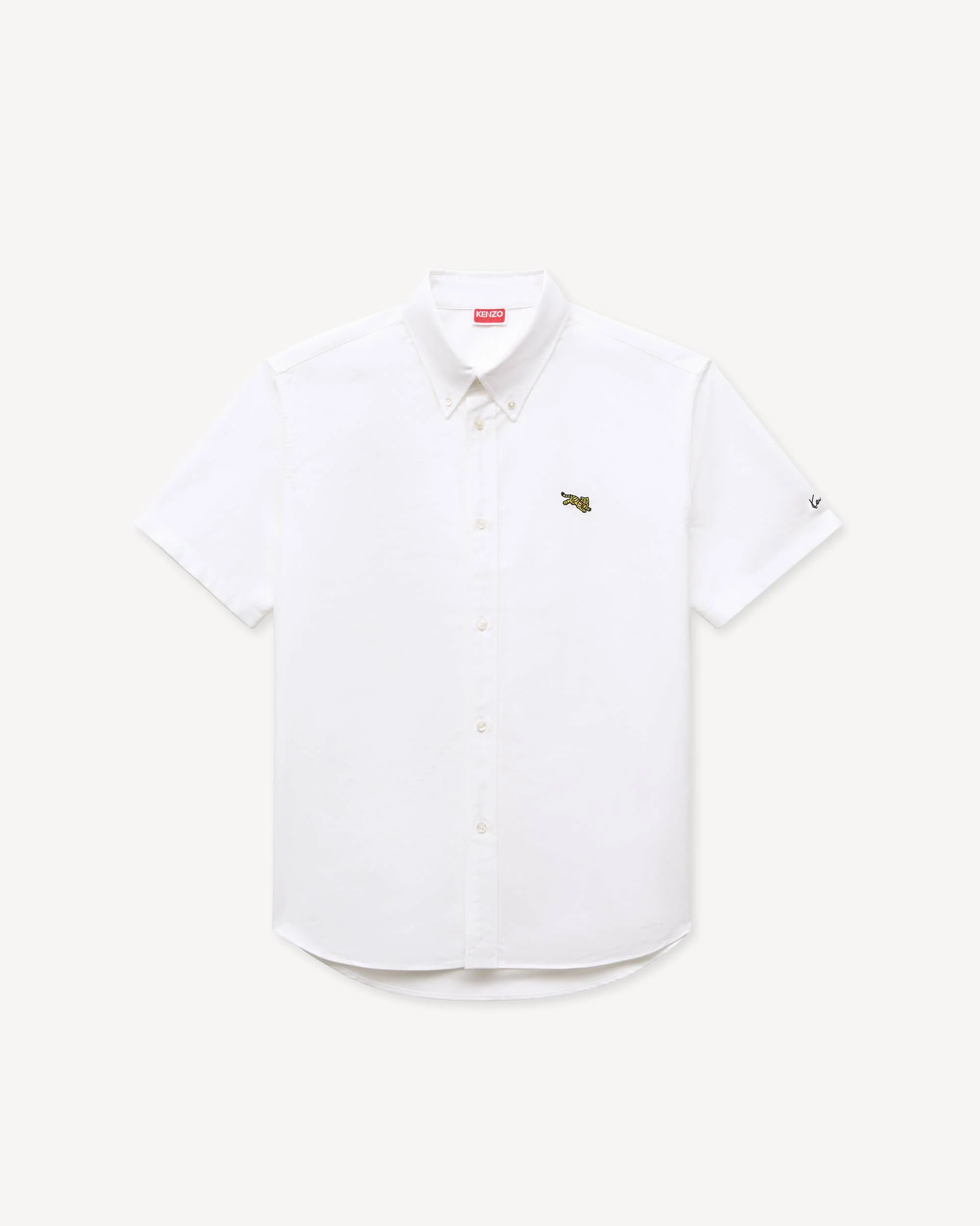 'KENZO Jumping Tiger' embroidered short sleeve shirt in cotton oxford - 1