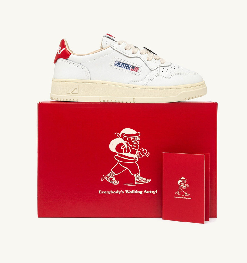 MEDALIST LOW 'SANTA CLAUS' SNEAKERS IN WHITE AND RED LEATHER 6