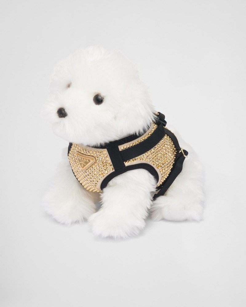 Crystal-studded satin dog harness 1