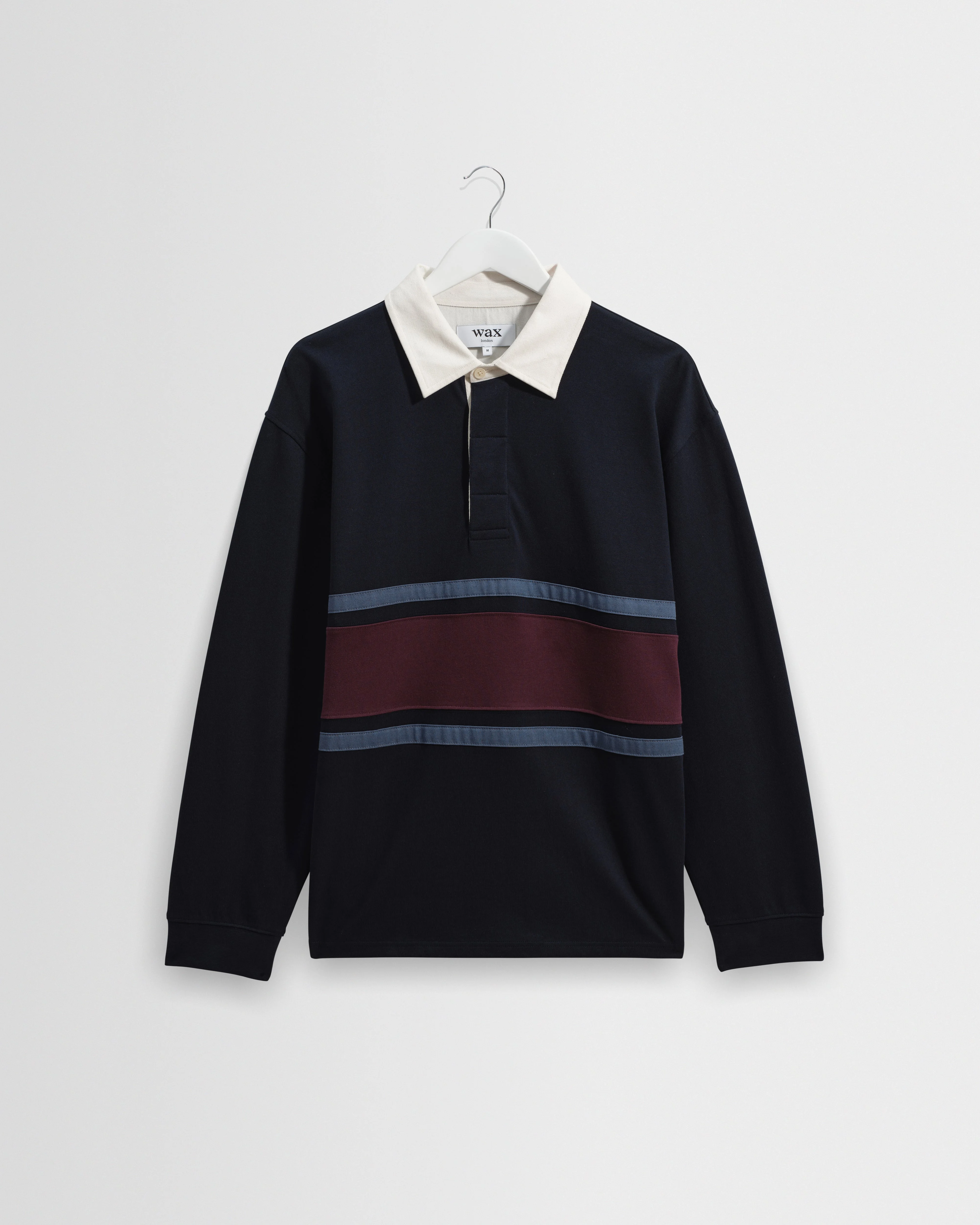 Rowhill - Navy And Purple Stripe Loopback Rugby Shirt - 1