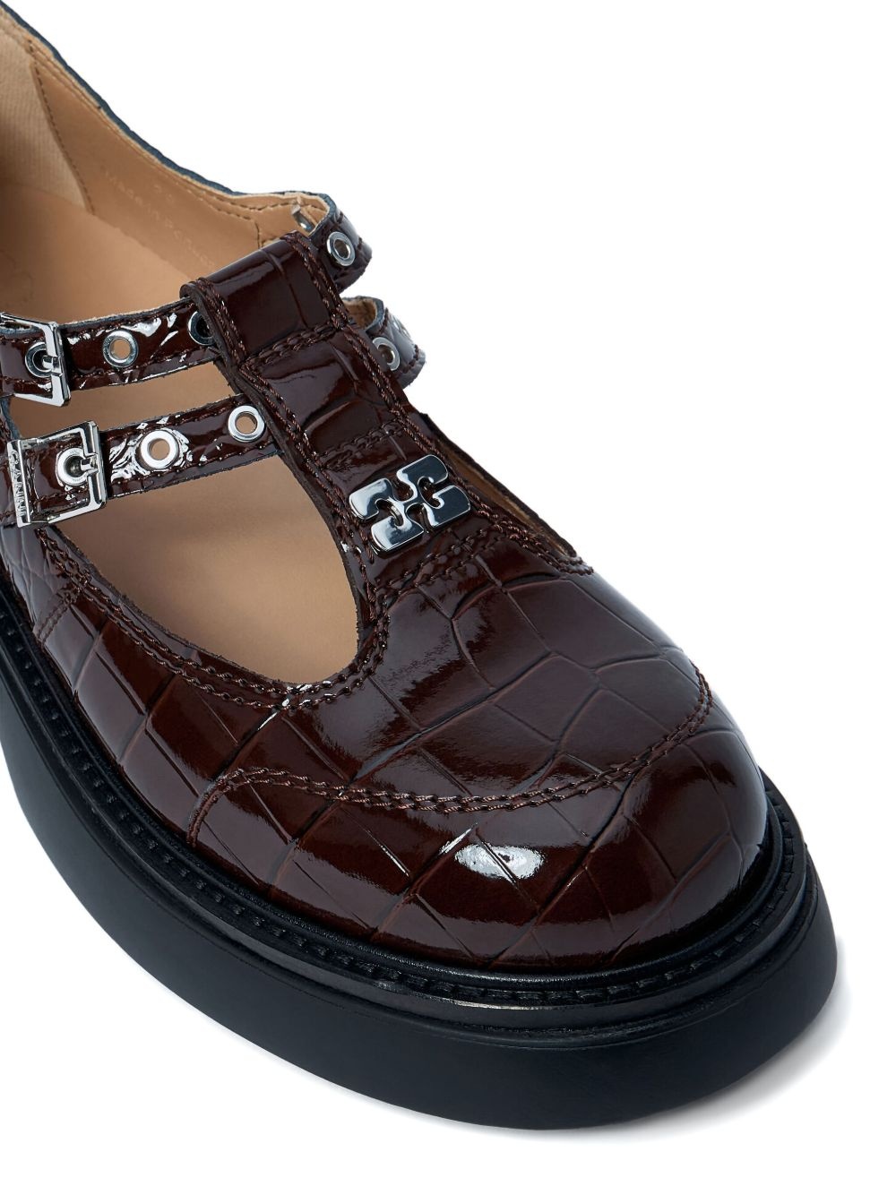 Butterfly crocodile-effect buckle loafers - 4