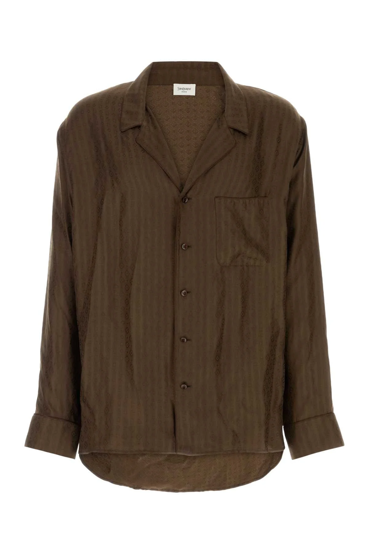 Saint Laurent Men Brown Silk Shirt - 1