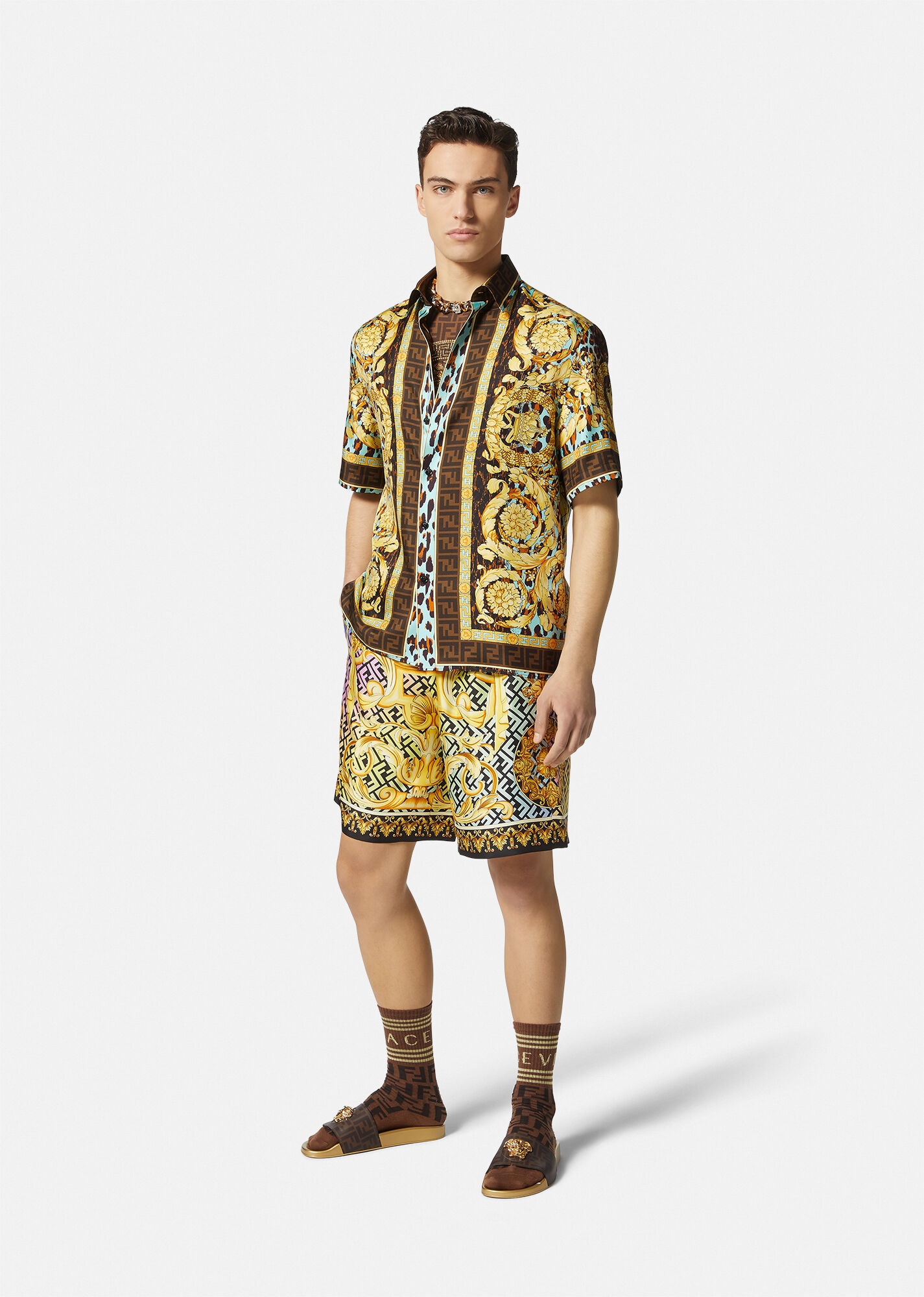 Fendace Gold Baroque Silk Shirt - 2