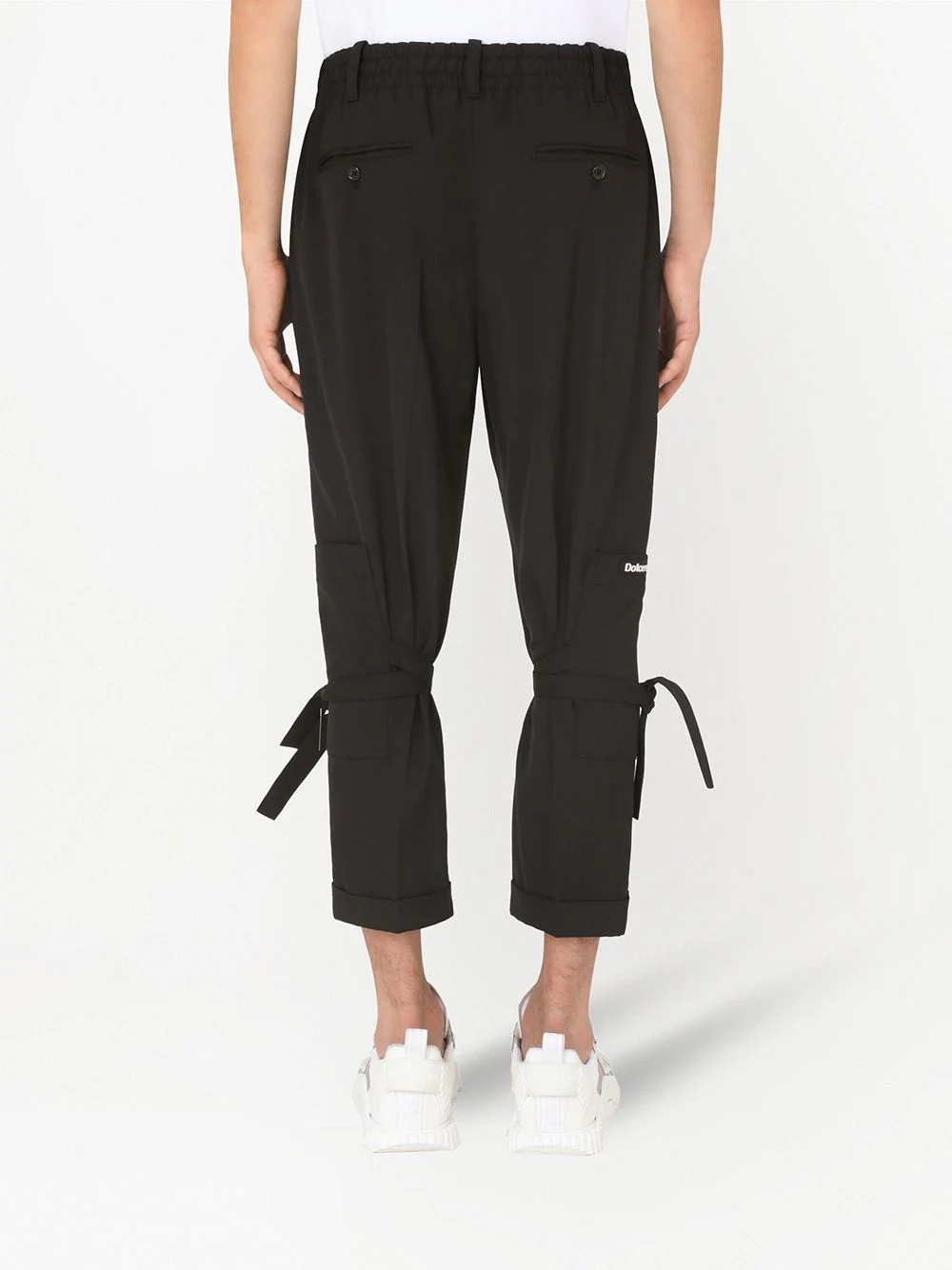 lace-up cropped jogging trousers - 4