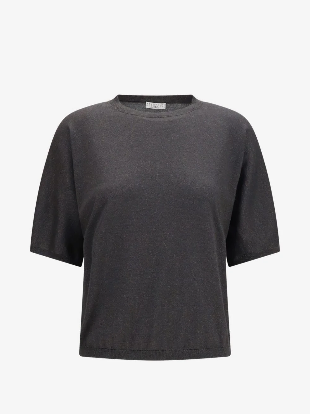short-sleeve round-neck cashmere T-shirt - 1