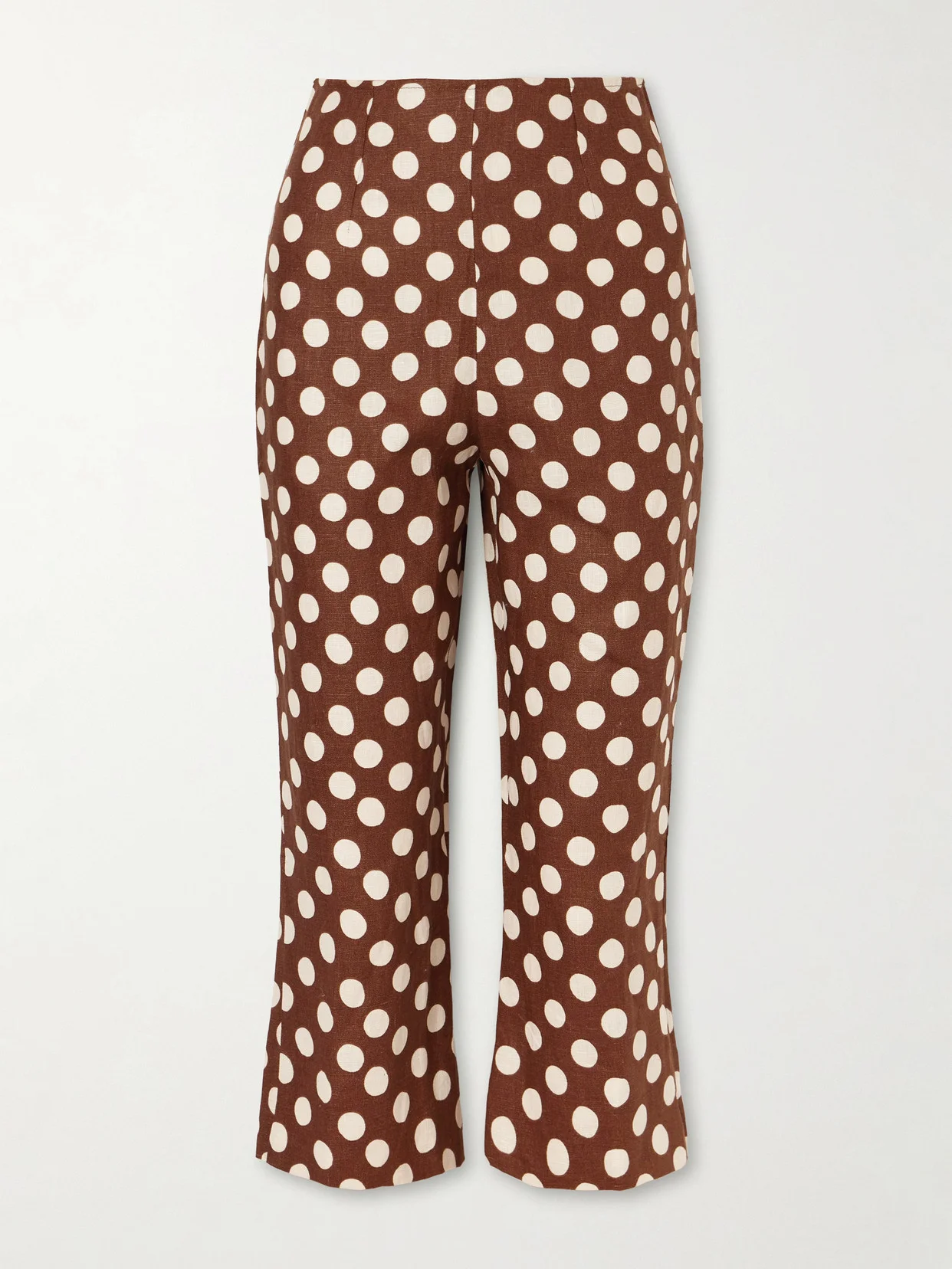 Valeria Polka-dot Linen Straight-leg Capri Pants - 1