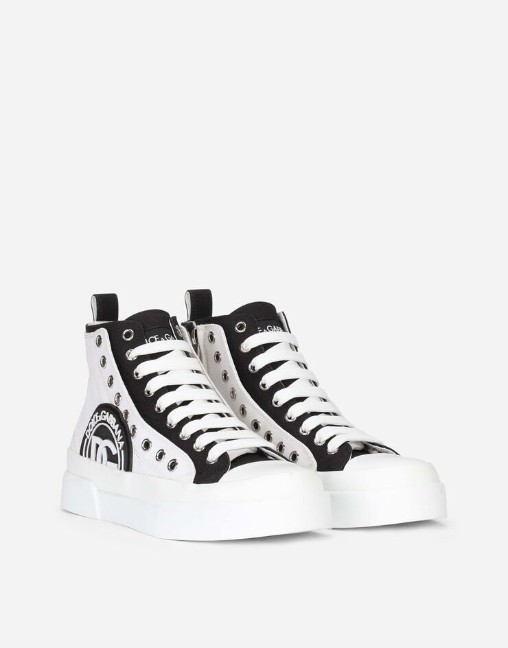 Two-tone canvas Portofino Light mid-top sneakers with DG logo - 2