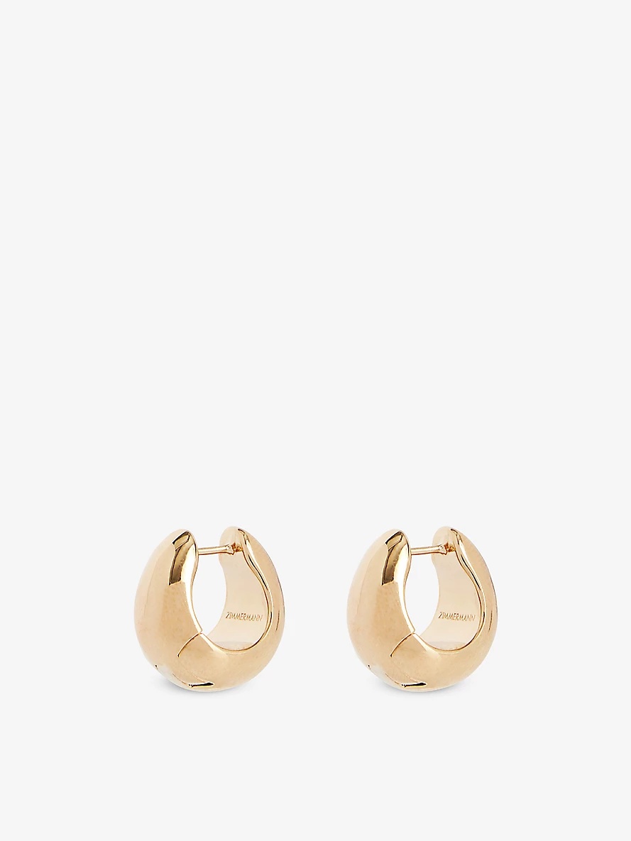 Flow 12ct yellow-gold plated brass hoop earrings - 3