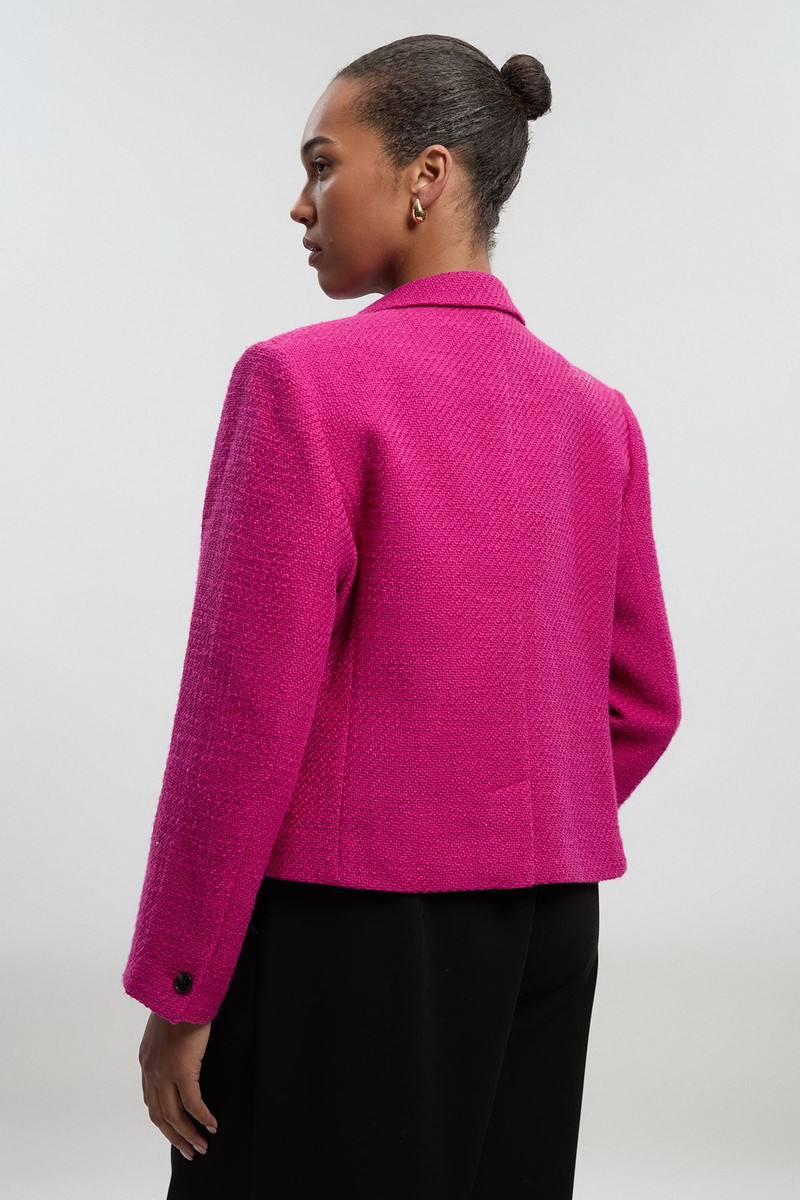 Plus Size Textured Tweed Cropped Tailored Jacket 5