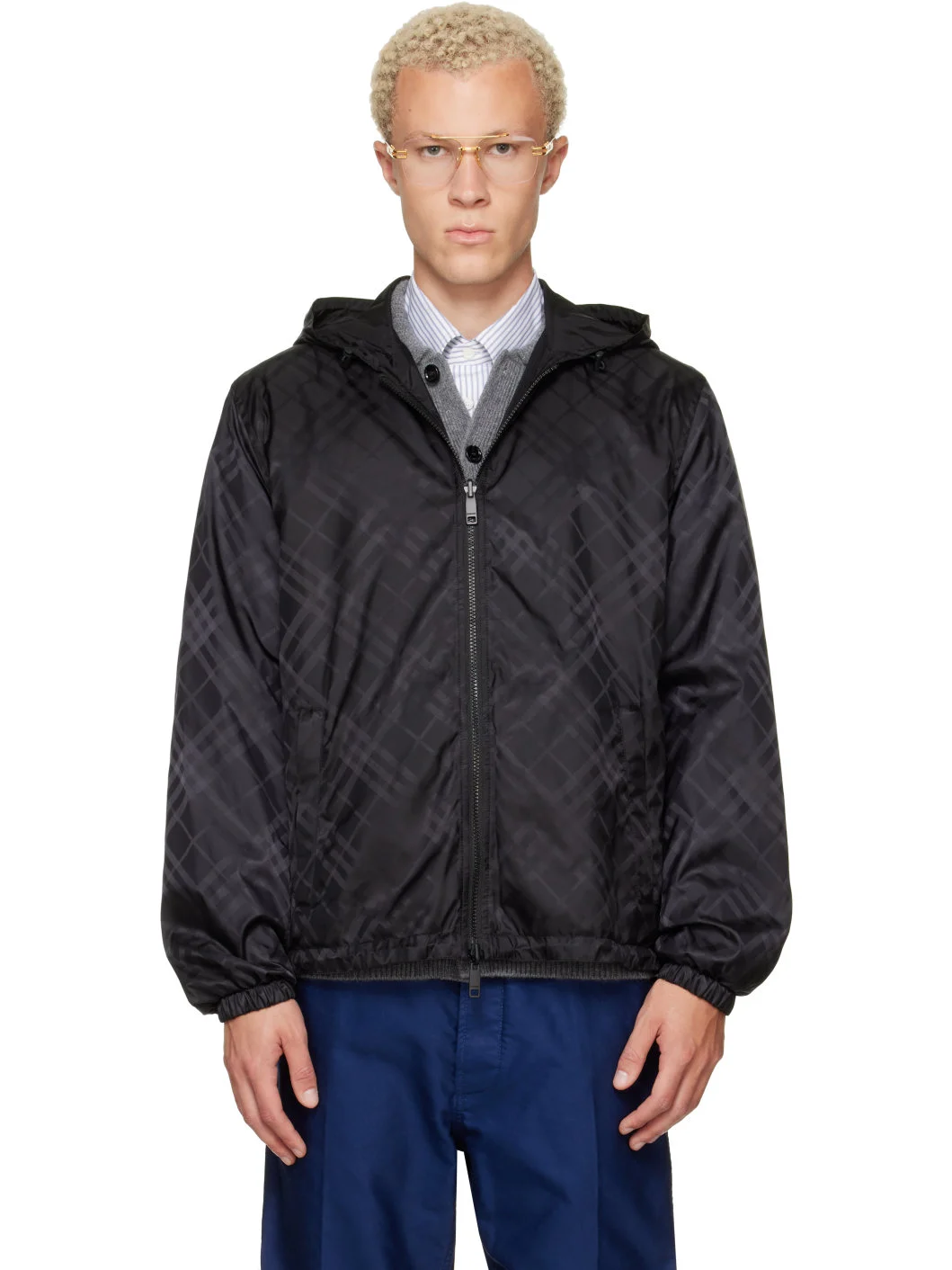 Black Check Reversible Jacket - 1