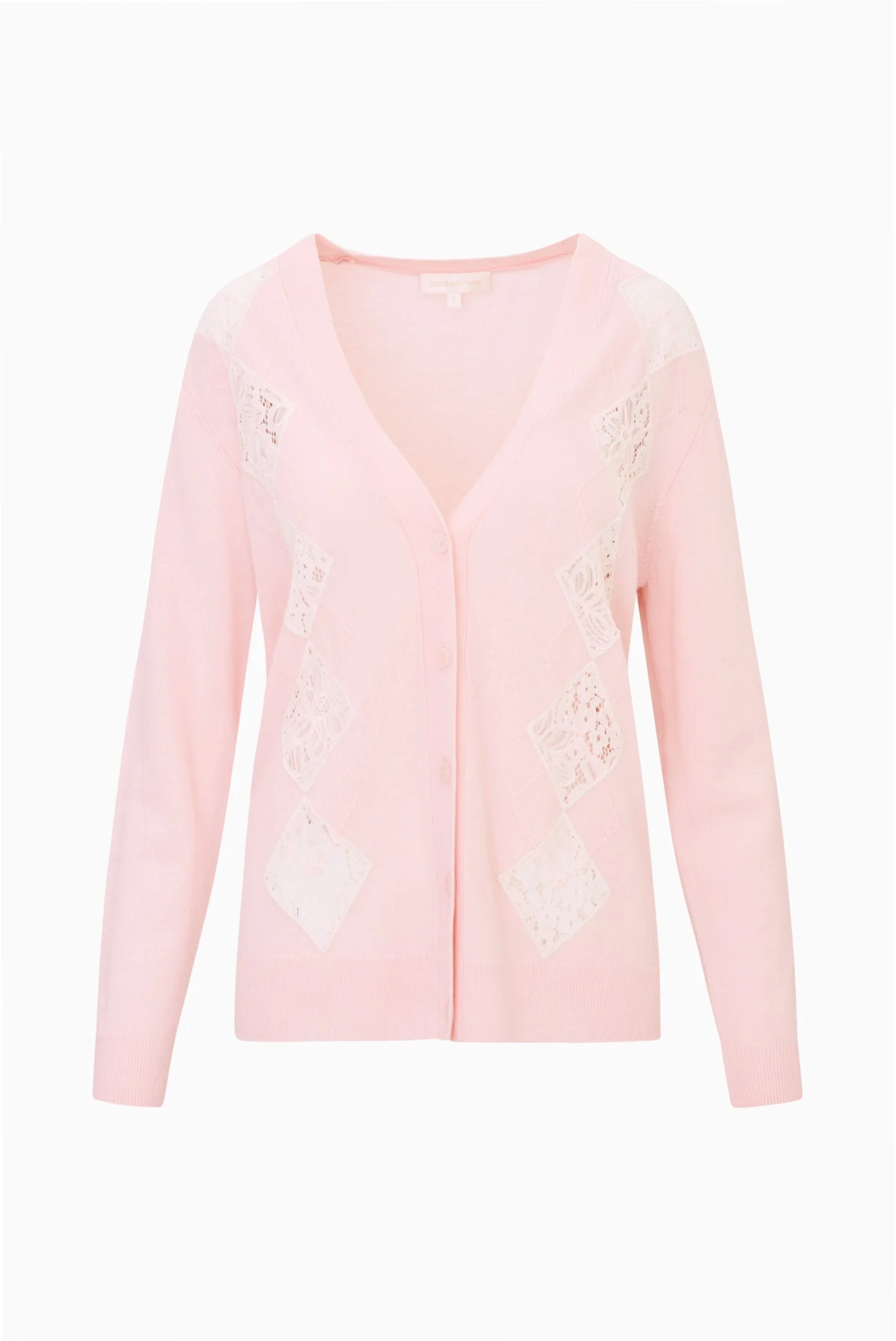 Ismeria Cashmere Argyle Lace Cardigan - 1