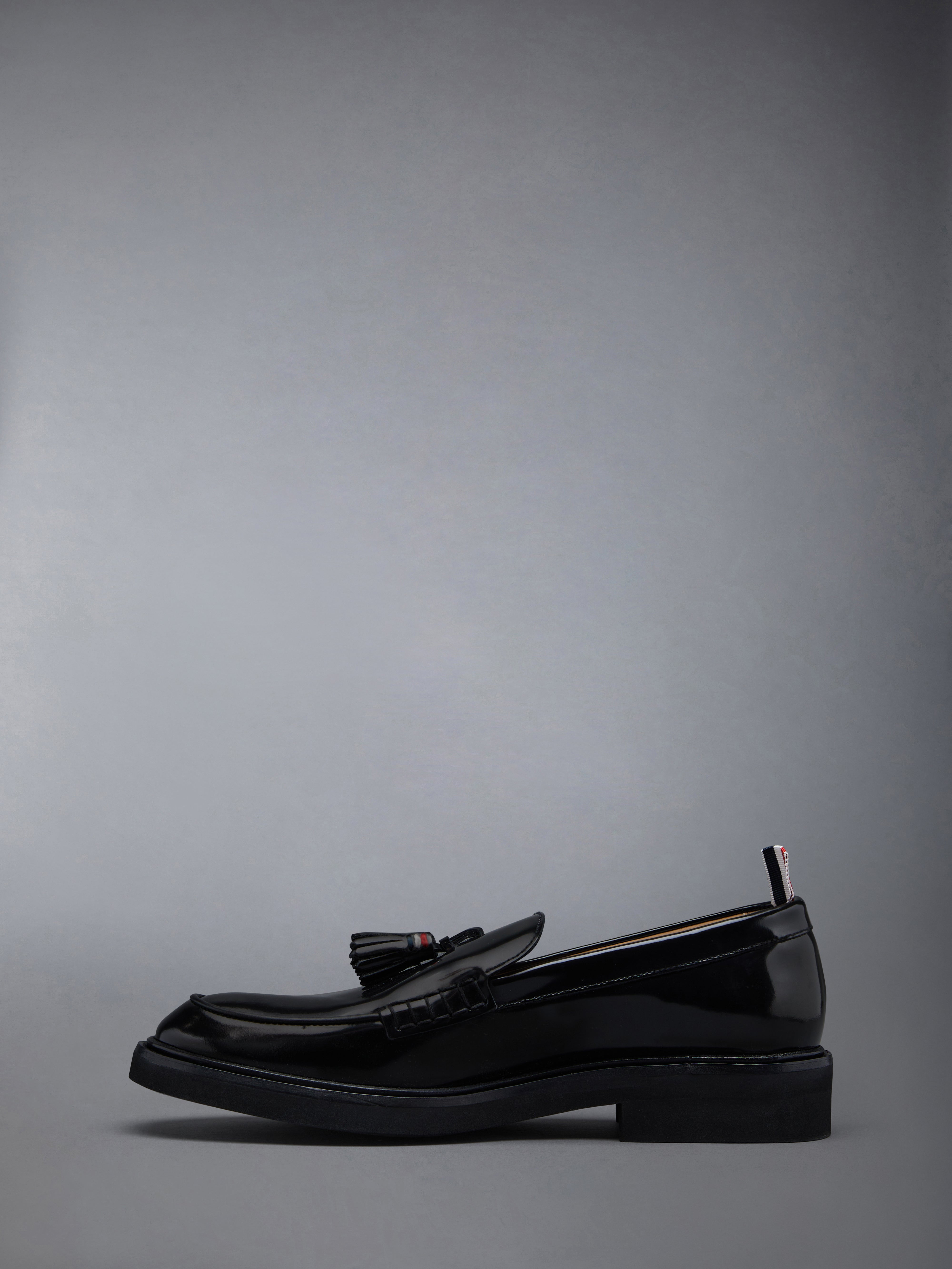 Black Calf Leather Micro Sole Tassel Loafer - 3