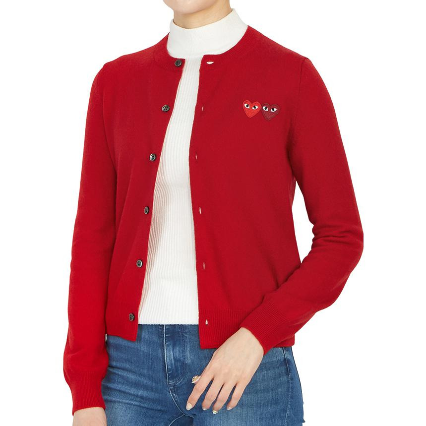 (WMNS) COMME des GARCONS PLAY Cardigan Double Emblem 'Red' AZ-N057-051-5 - 3