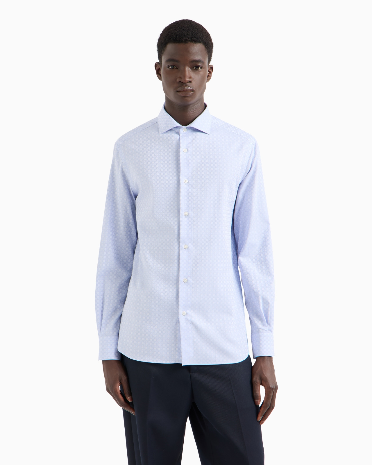Cotton shirt with all-over jacquard logo pattern - 2