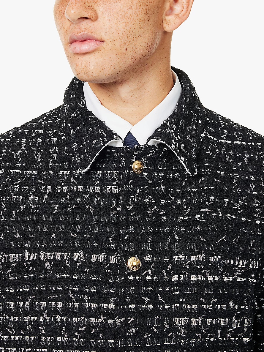 Utility-pocket regular-fit tweed woven jacket - 5