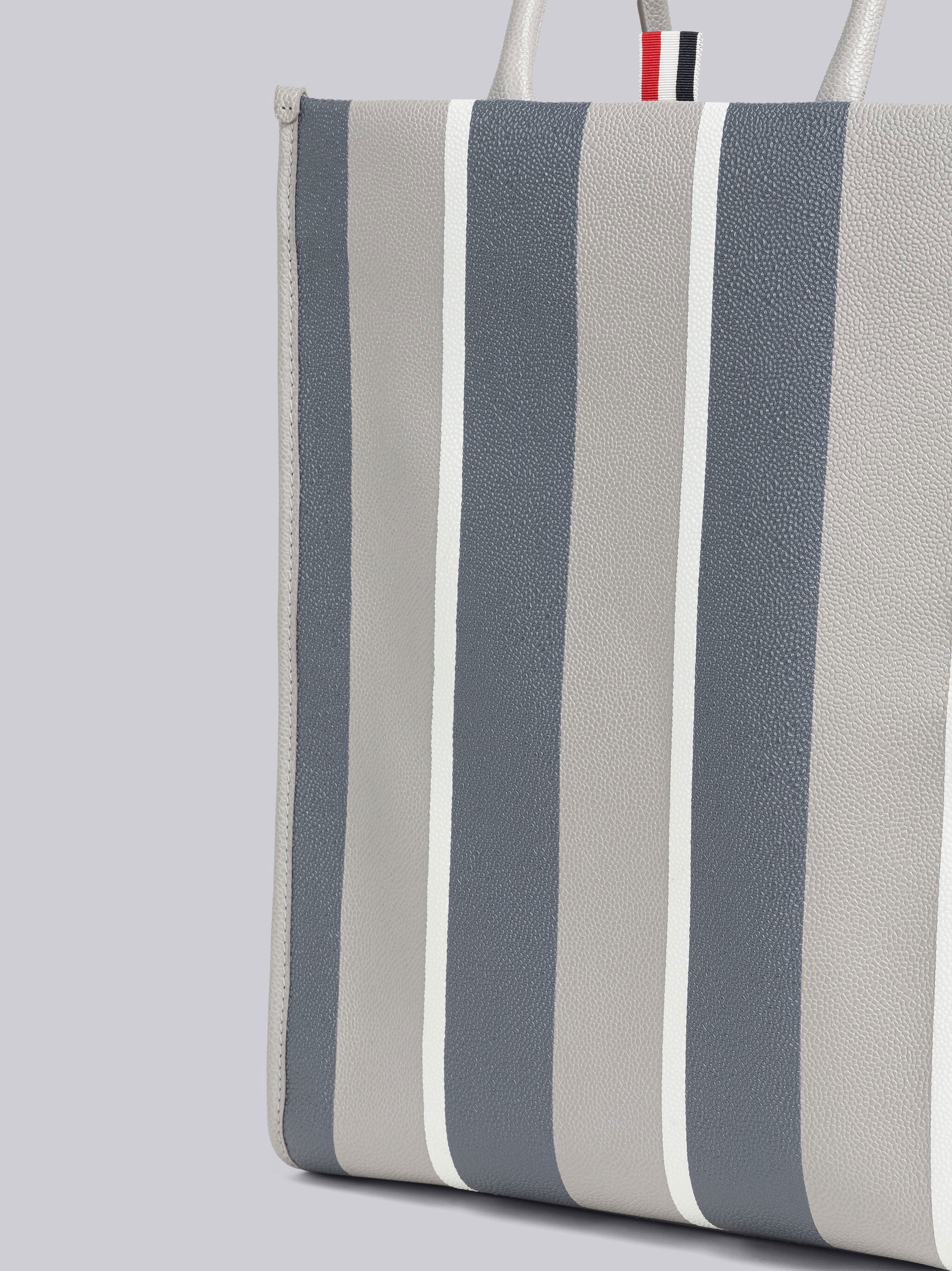 Stripe Pebble Grain Leather Vertical Tote - 2