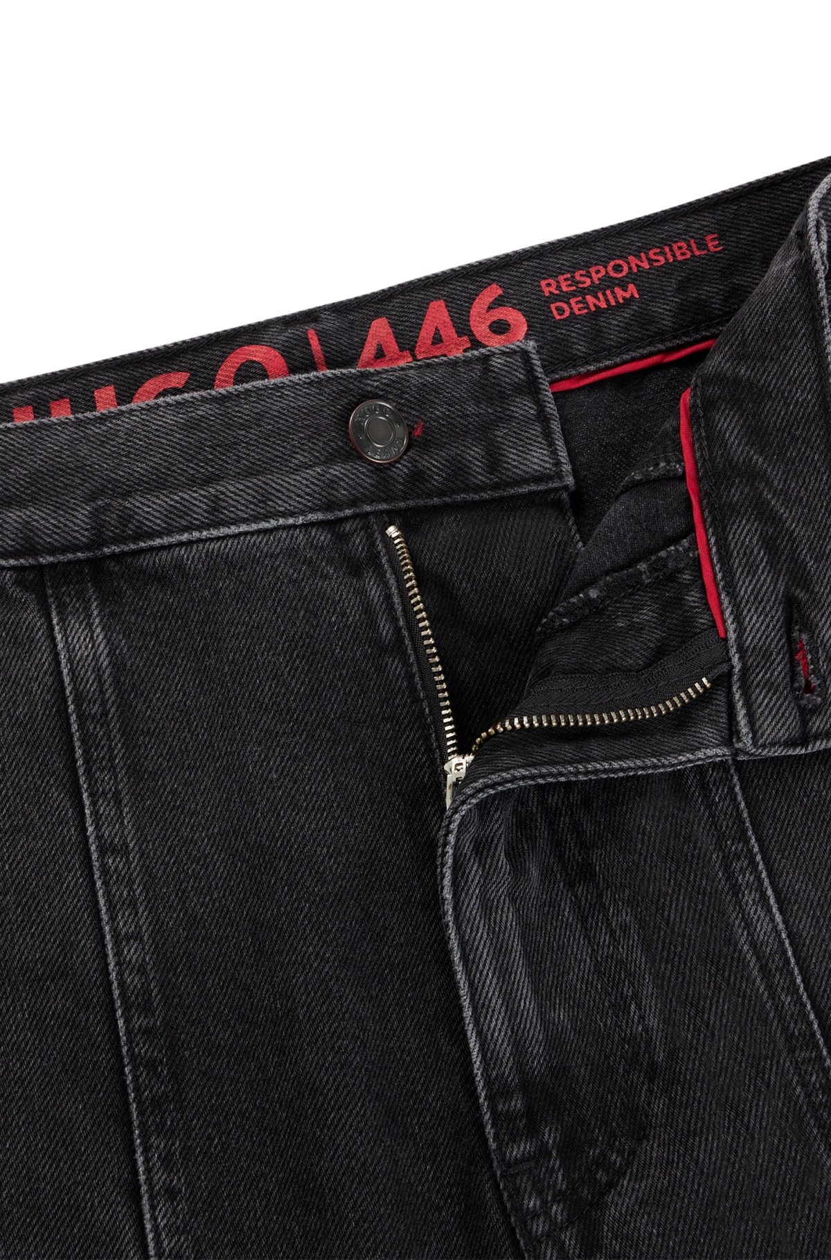 LOOSE-FIT JEANS IN BLACK DENIM WITH ADJUSTABLE HEMS - 6