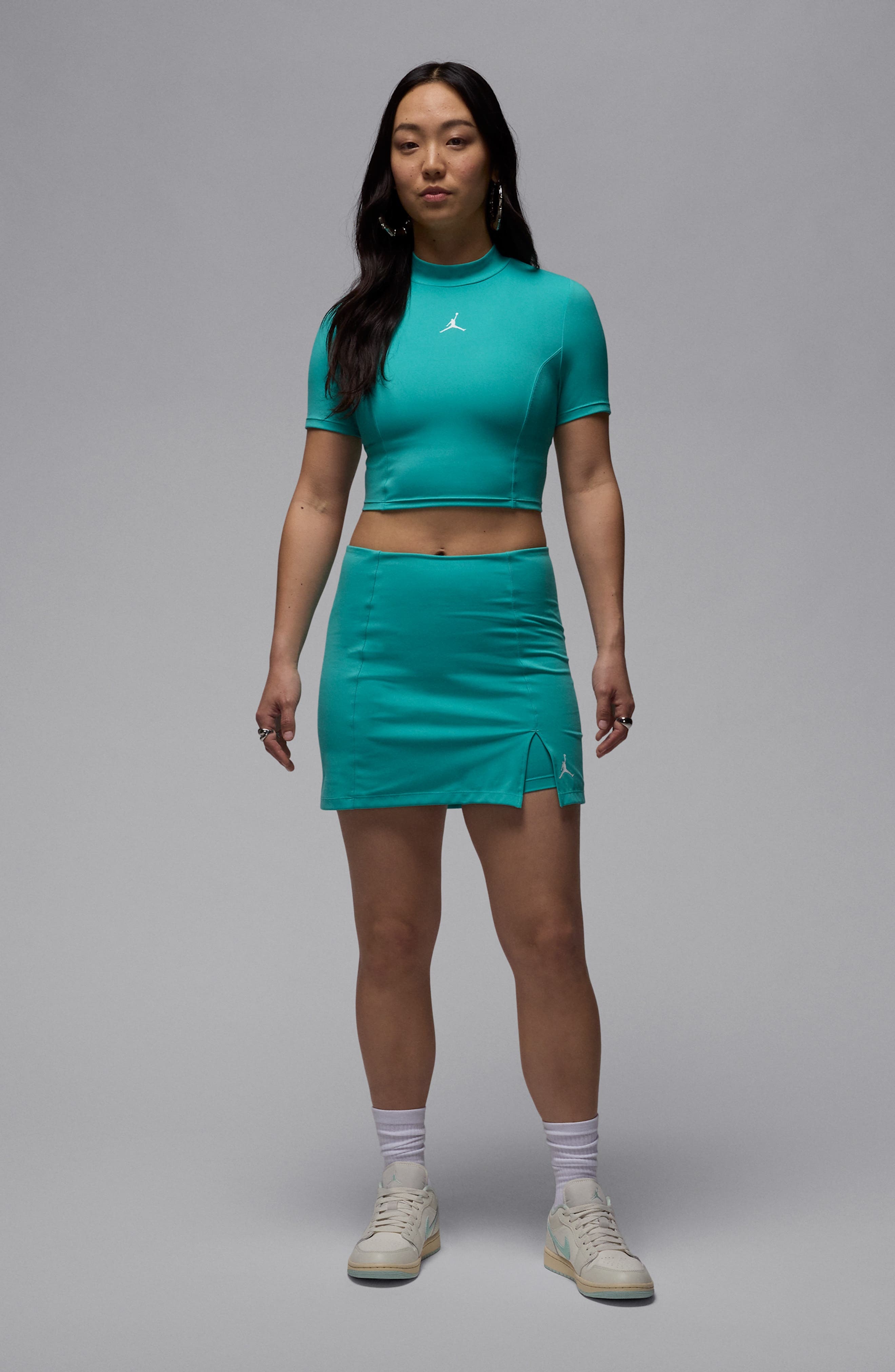 Jordan Jumpman Knit Skort in Washed Teal/White at Nordstrom - 6