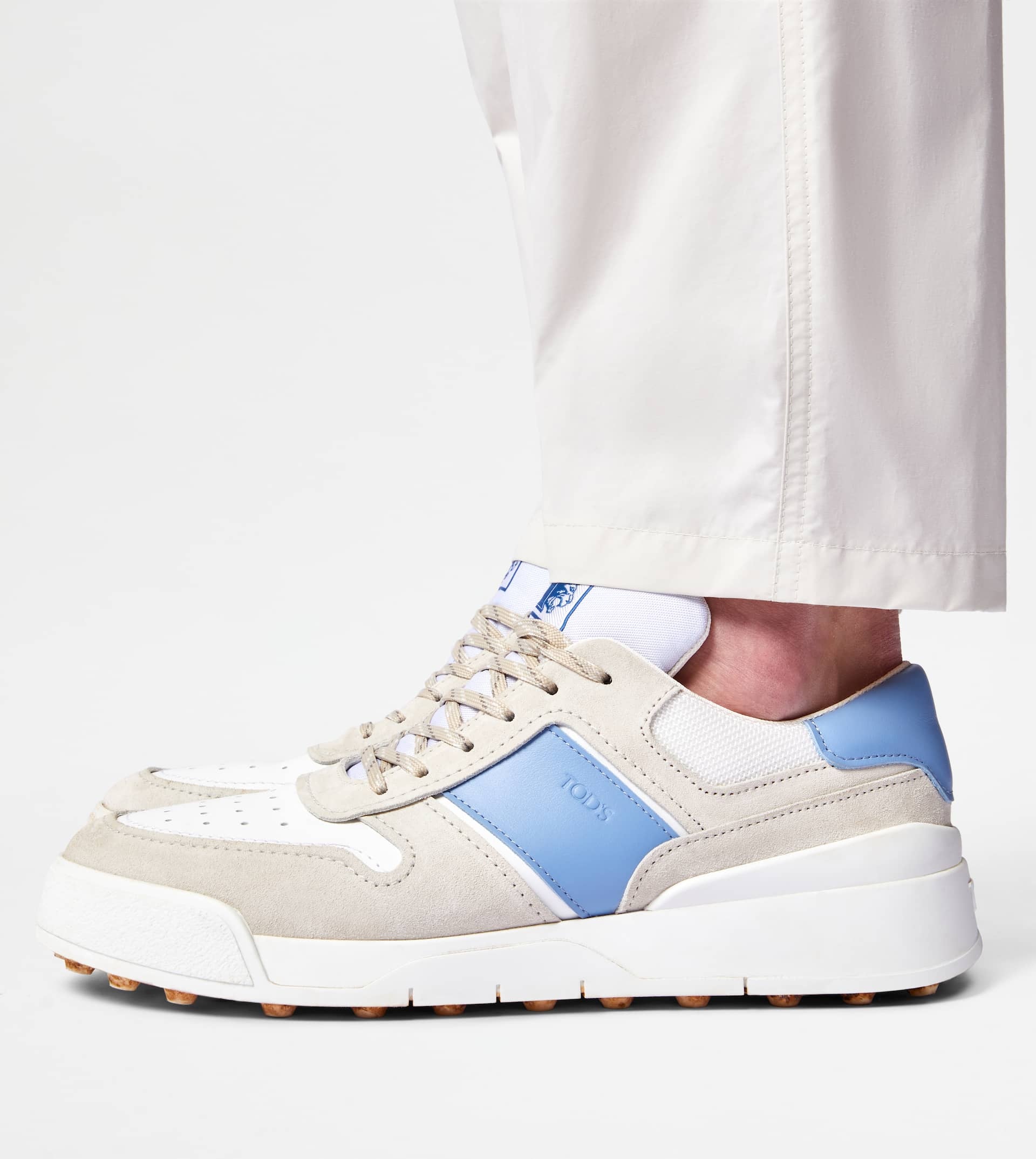 TOD'S SNEAKERS IN SUEDE AND SMOOTH LEATHER - WHITE, BLUE - 2