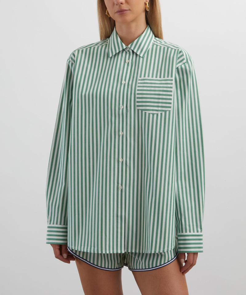 Solid & Striped Green-White Stripe Avril Button-Down Shirt outlook