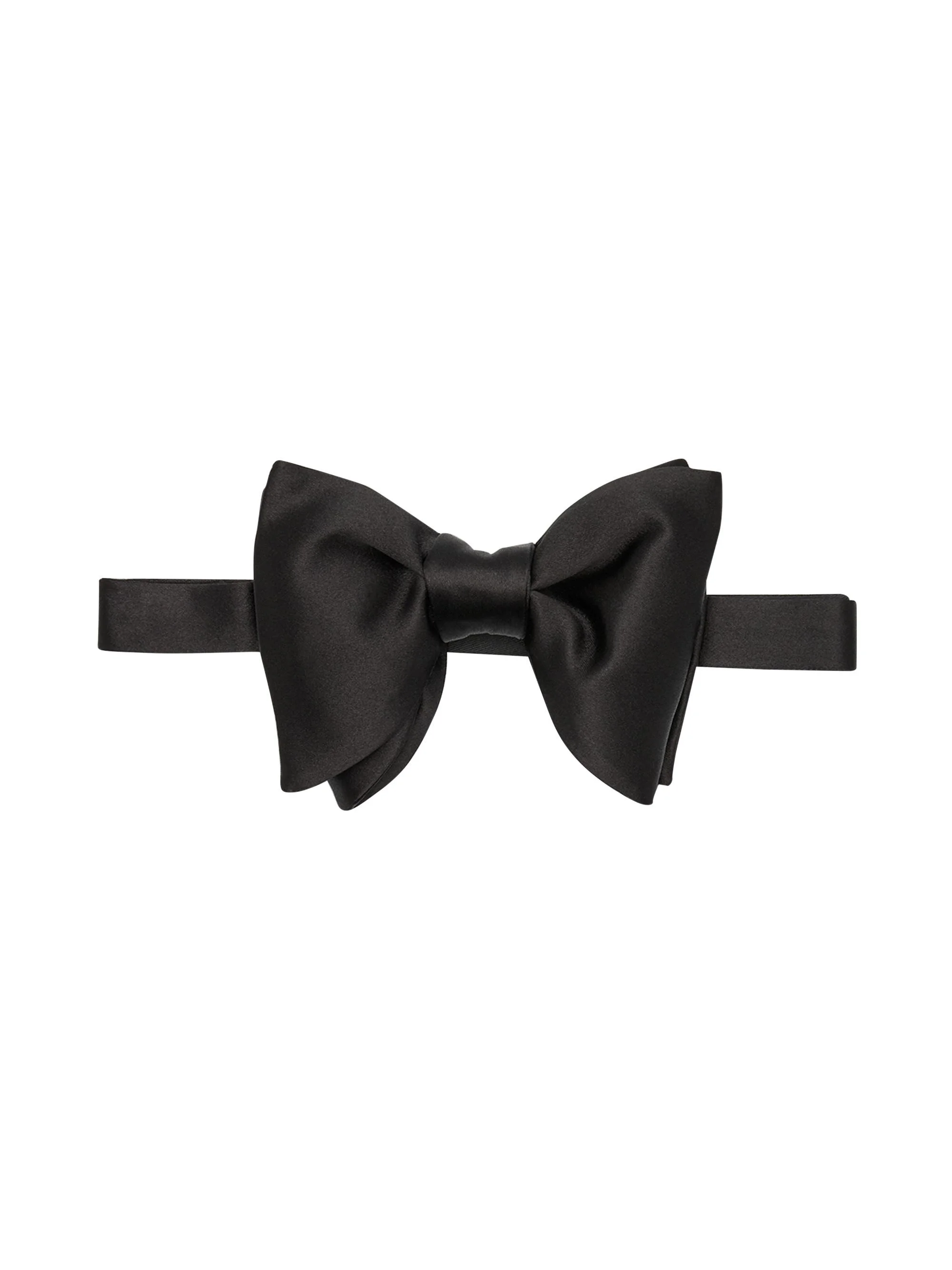 Men's Pre-Tied Silk-Satin Bow Tie - Black - 1