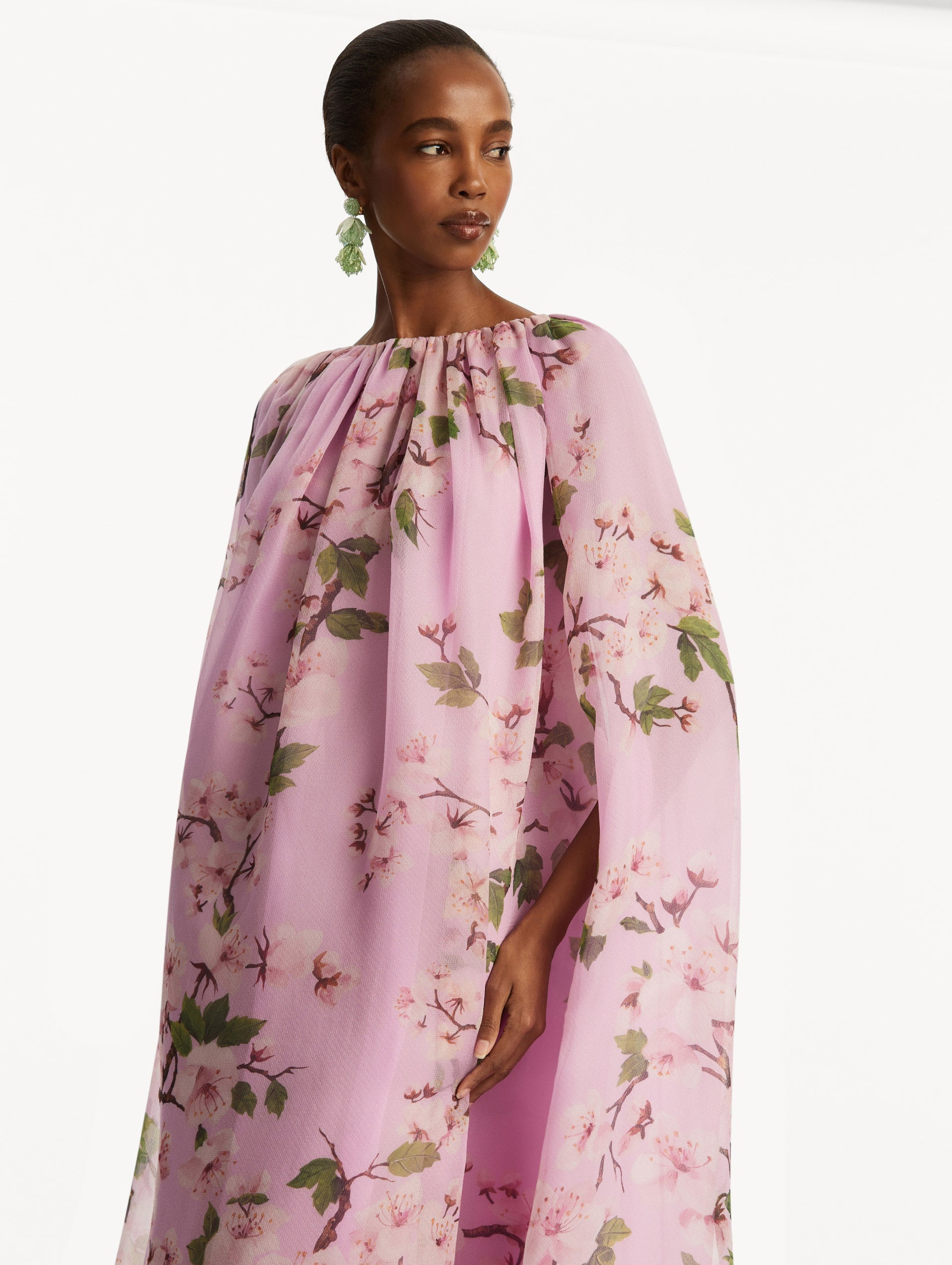 CHERRY BLOSSOM CHIFFON CAFTAN - 5