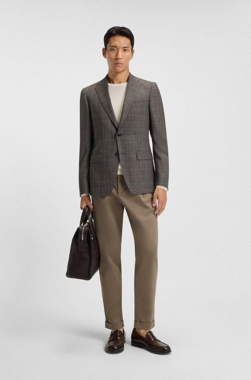 BOSS SLIM-FIT BLAZER IN CHECKED VIRGIN WOOL outlook