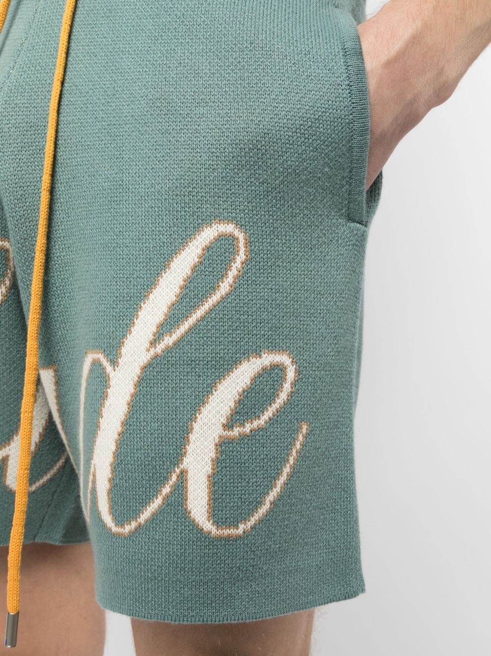script-logo "Ivory/Sage" knitted shorts - 5