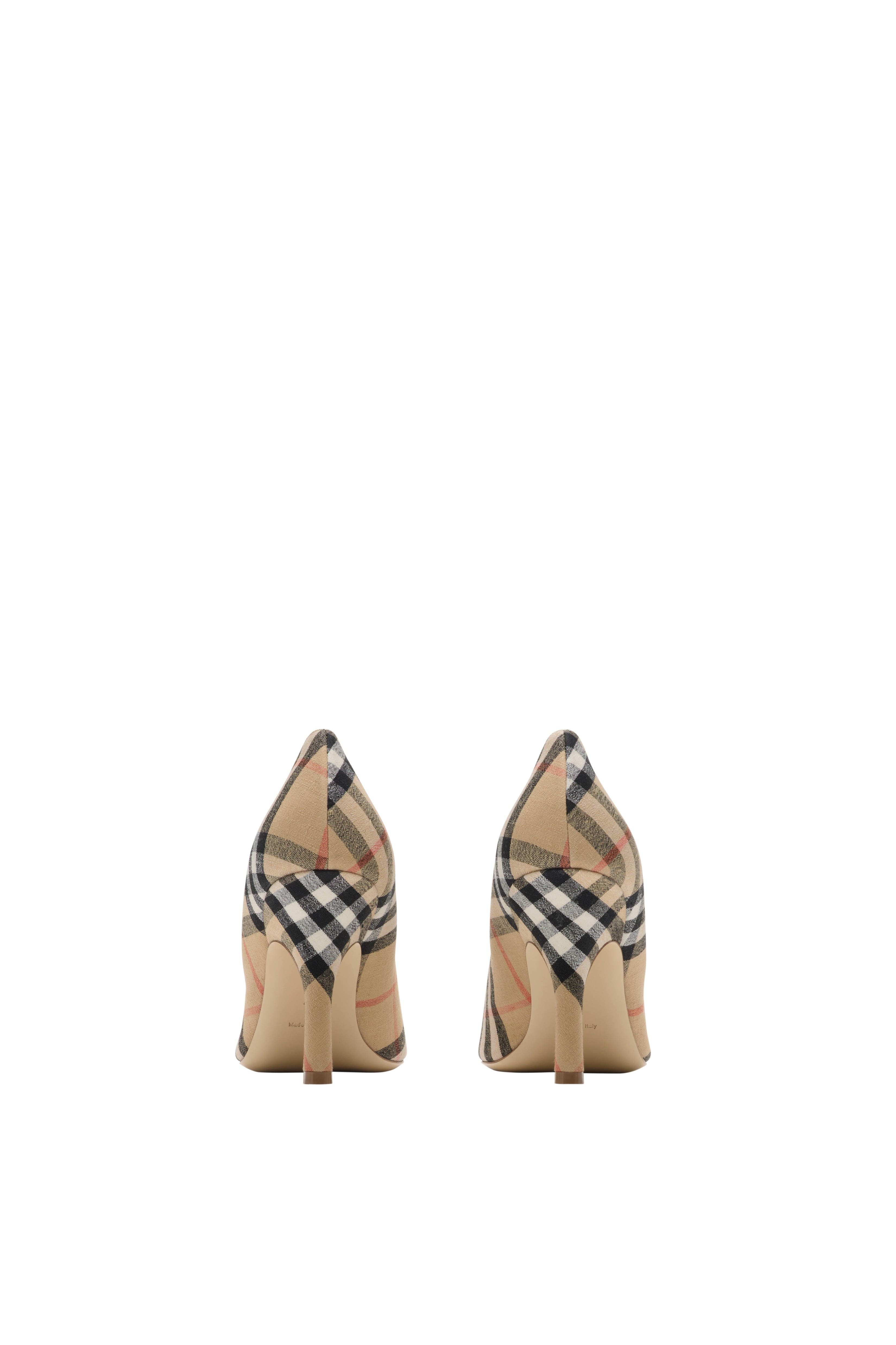 burberry Check Linen Blend Dame Pumps in Sand at Nordstrom - 4