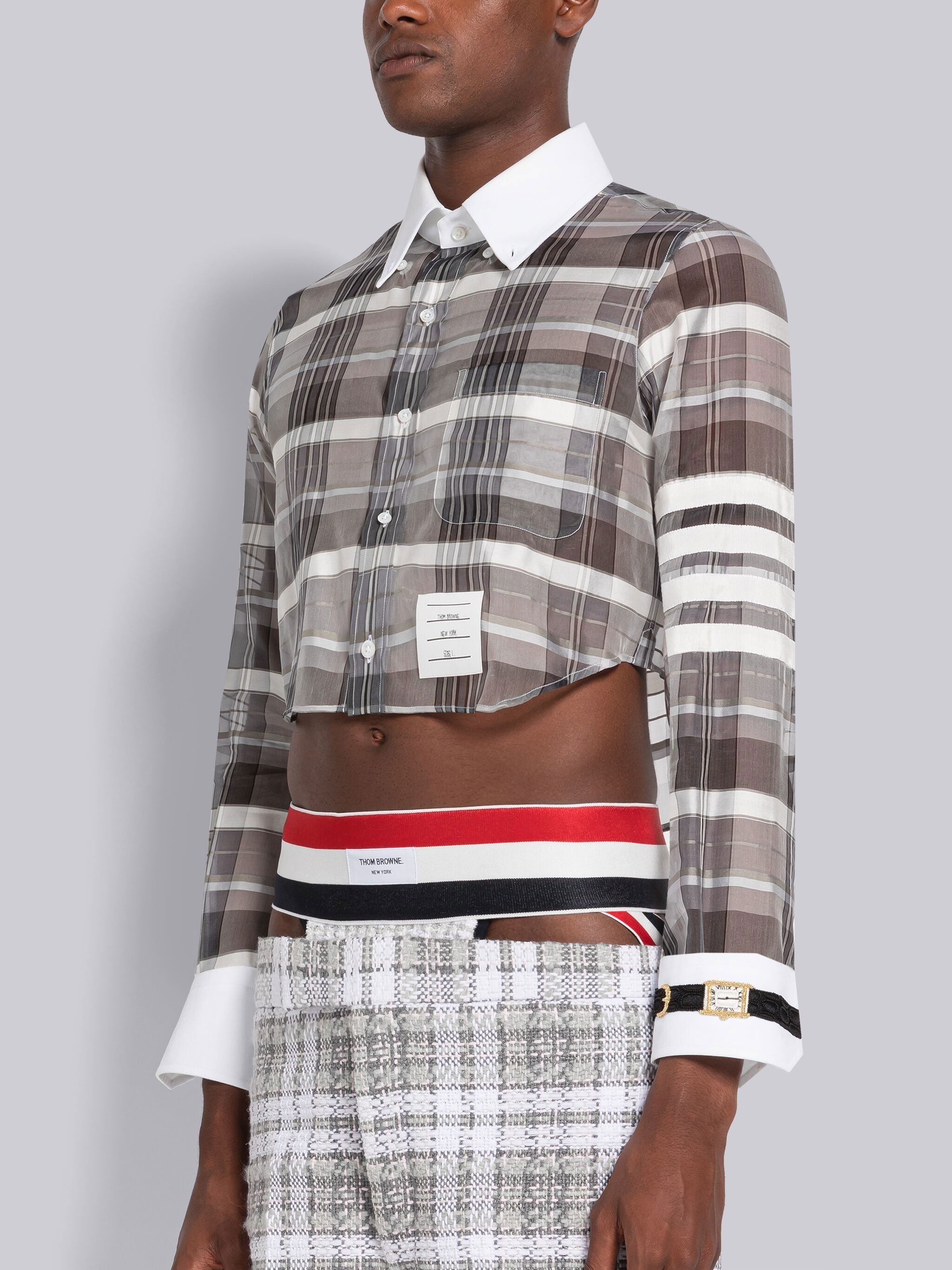 checked cropped shirt - 2